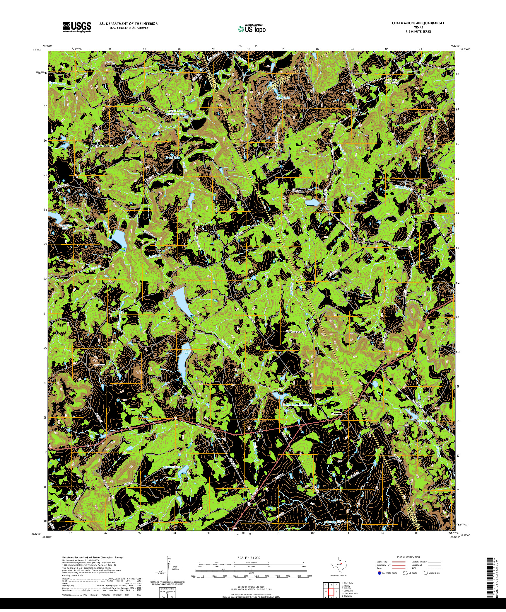 USGS US TOPO 7.5-MINUTE MAP FOR CHALK MOUNTAIN, TX 2019