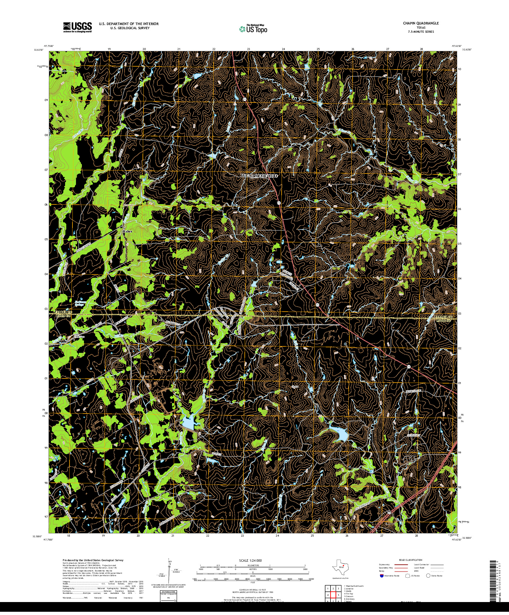 USGS US TOPO 7.5-MINUTE MAP FOR CHAPIN, TX 2019