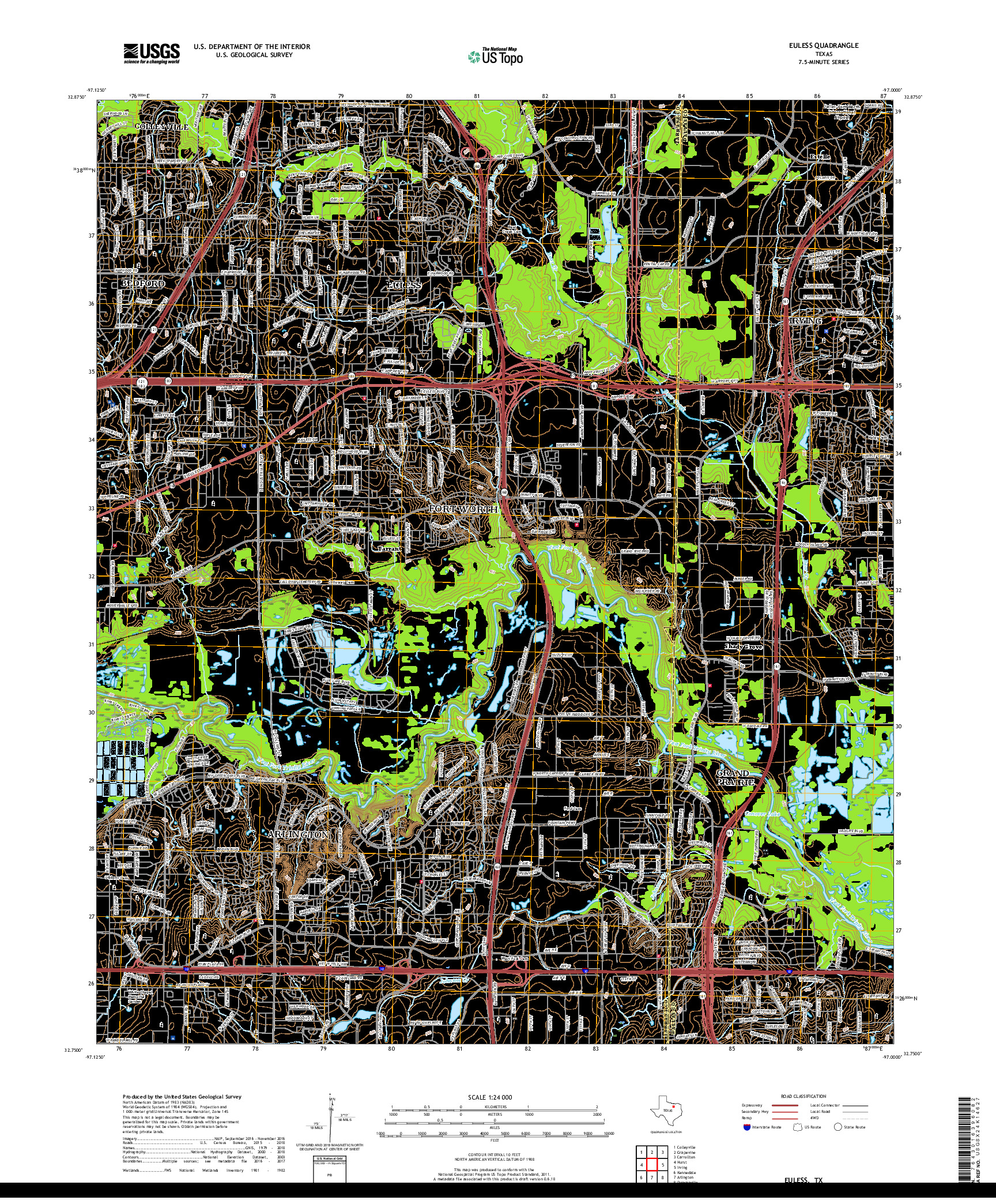 USGS US TOPO 7.5-MINUTE MAP FOR EULESS, TX 2019