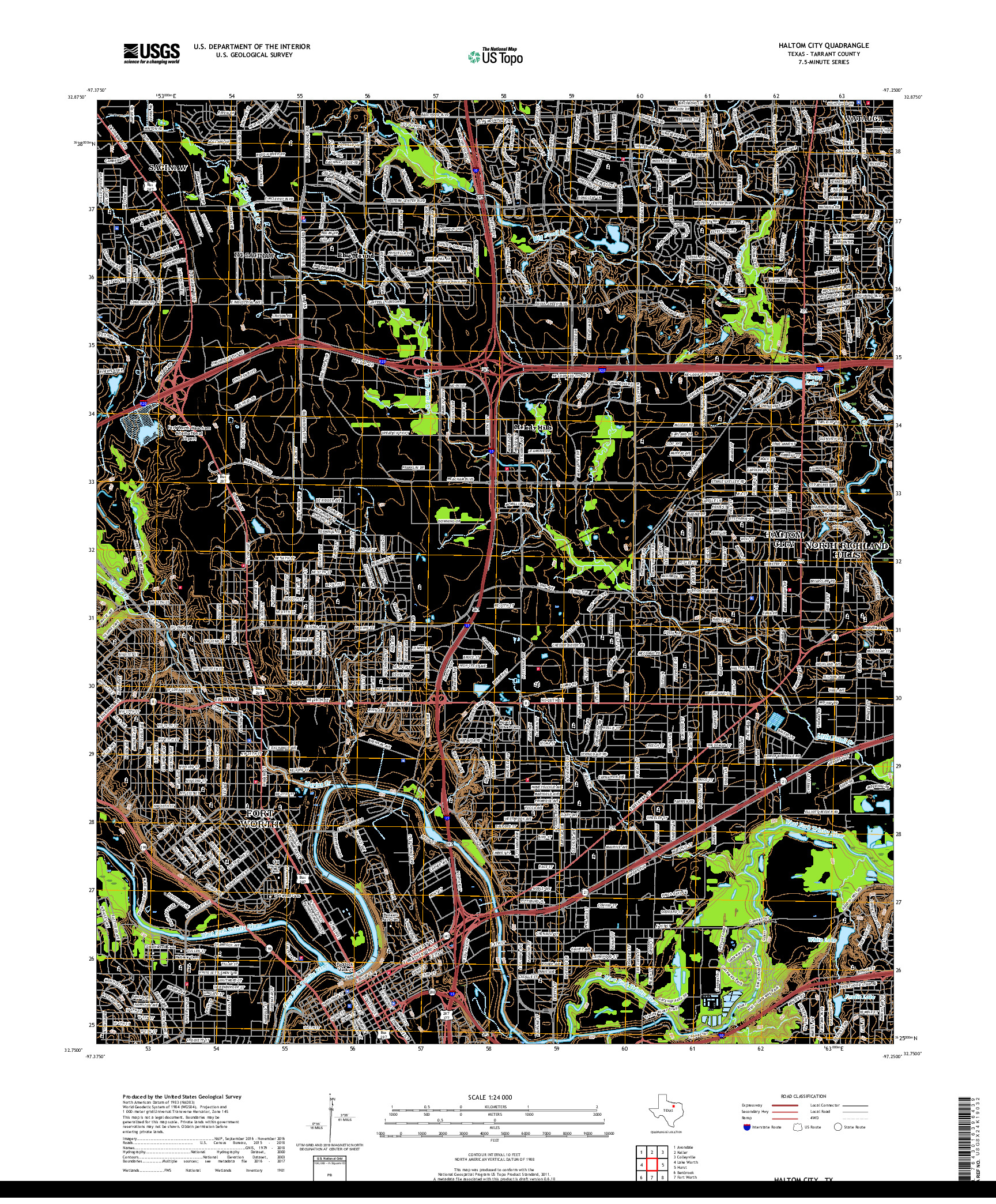 USGS US TOPO 7.5-MINUTE MAP FOR HALTOM CITY, TX 2019
