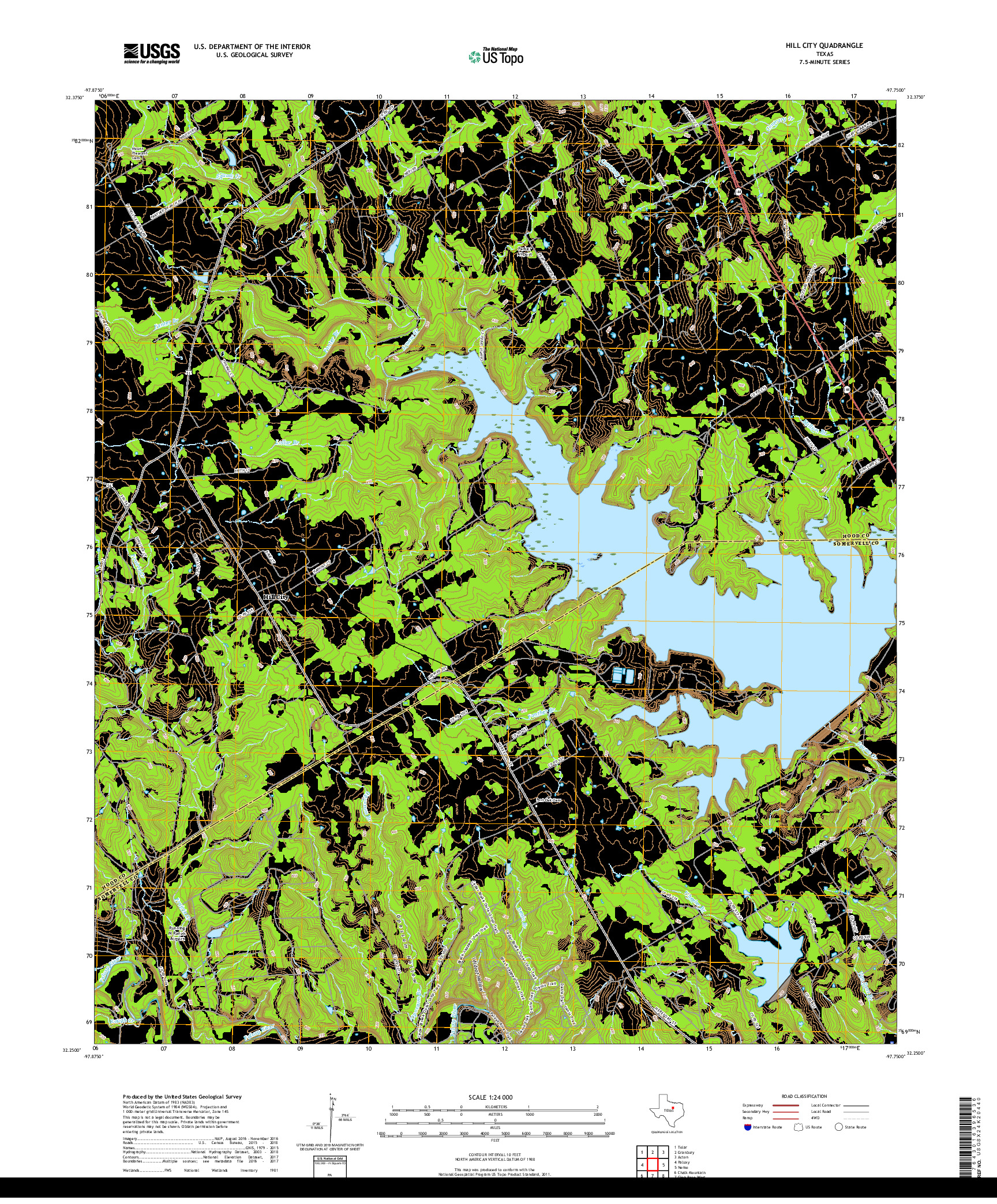 USGS US TOPO 7.5-MINUTE MAP FOR HILL CITY, TX 2019