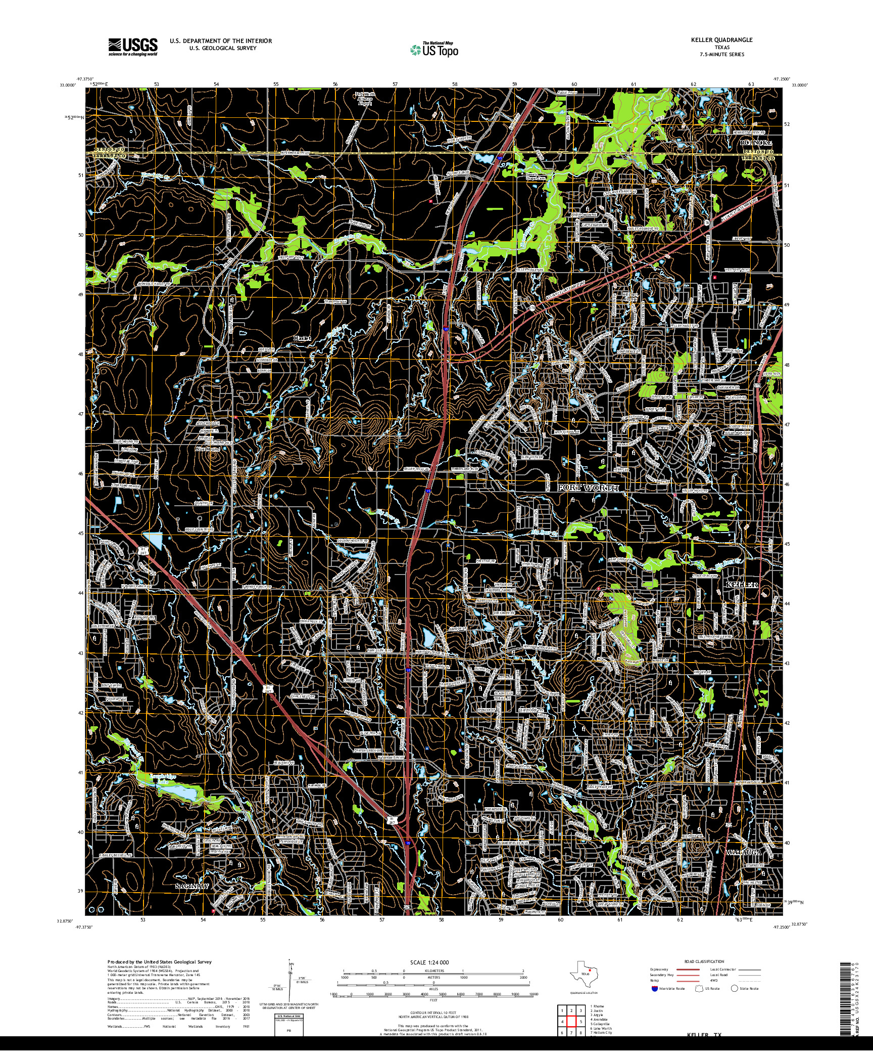 USGS US TOPO 7.5-MINUTE MAP FOR KELLER, TX 2019