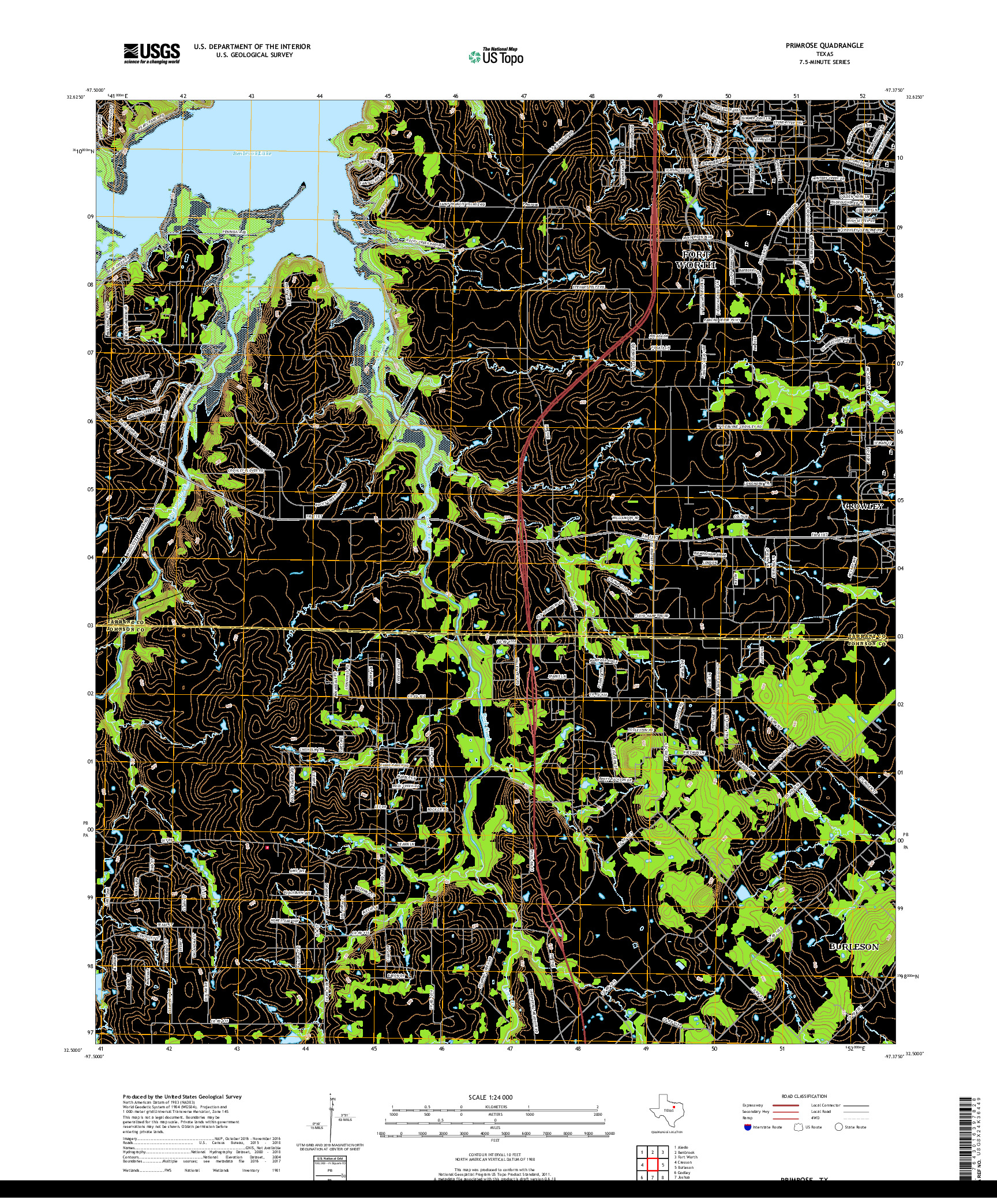 USGS US TOPO 7.5-MINUTE MAP FOR PRIMROSE, TX 2019