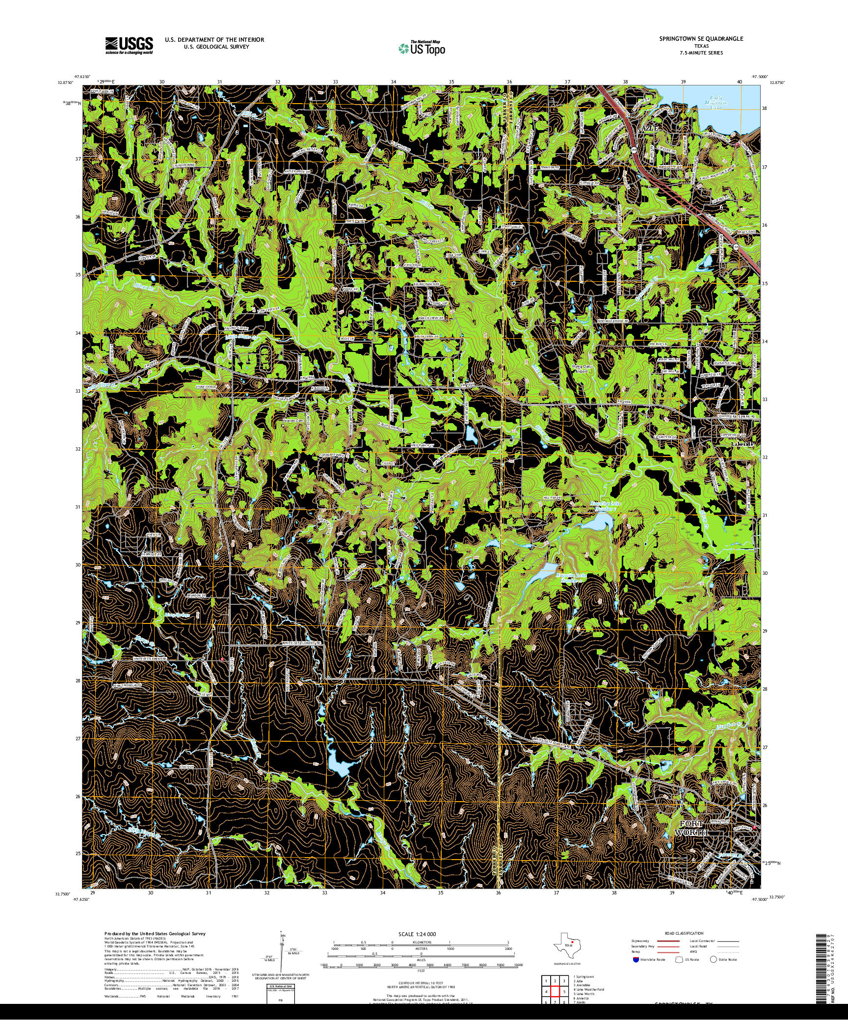 USGS US TOPO 7.5-MINUTE MAP FOR SPRINGTOWN SE, TX 2019