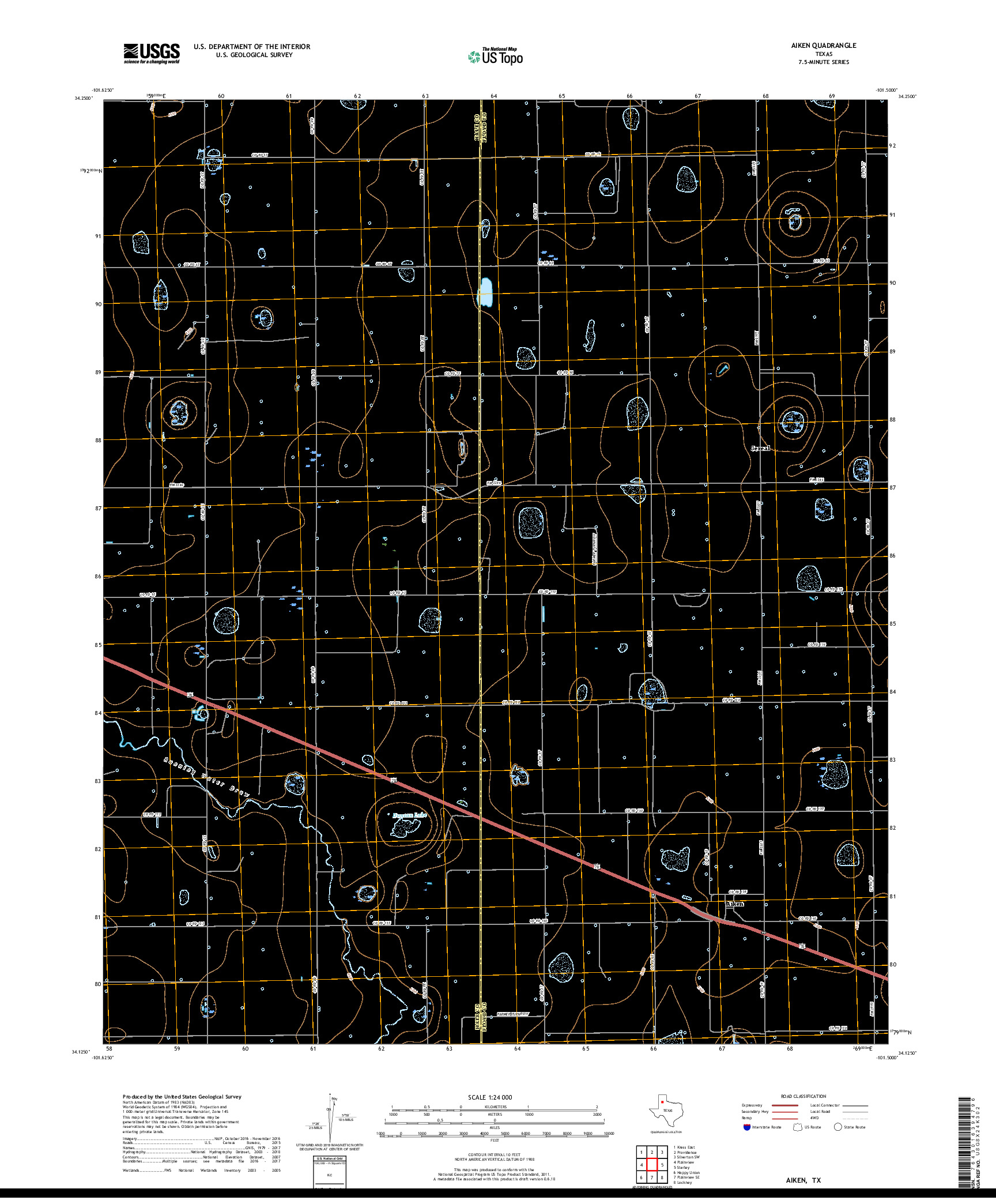 USGS US TOPO 7.5-MINUTE MAP FOR AIKEN, TX 2019