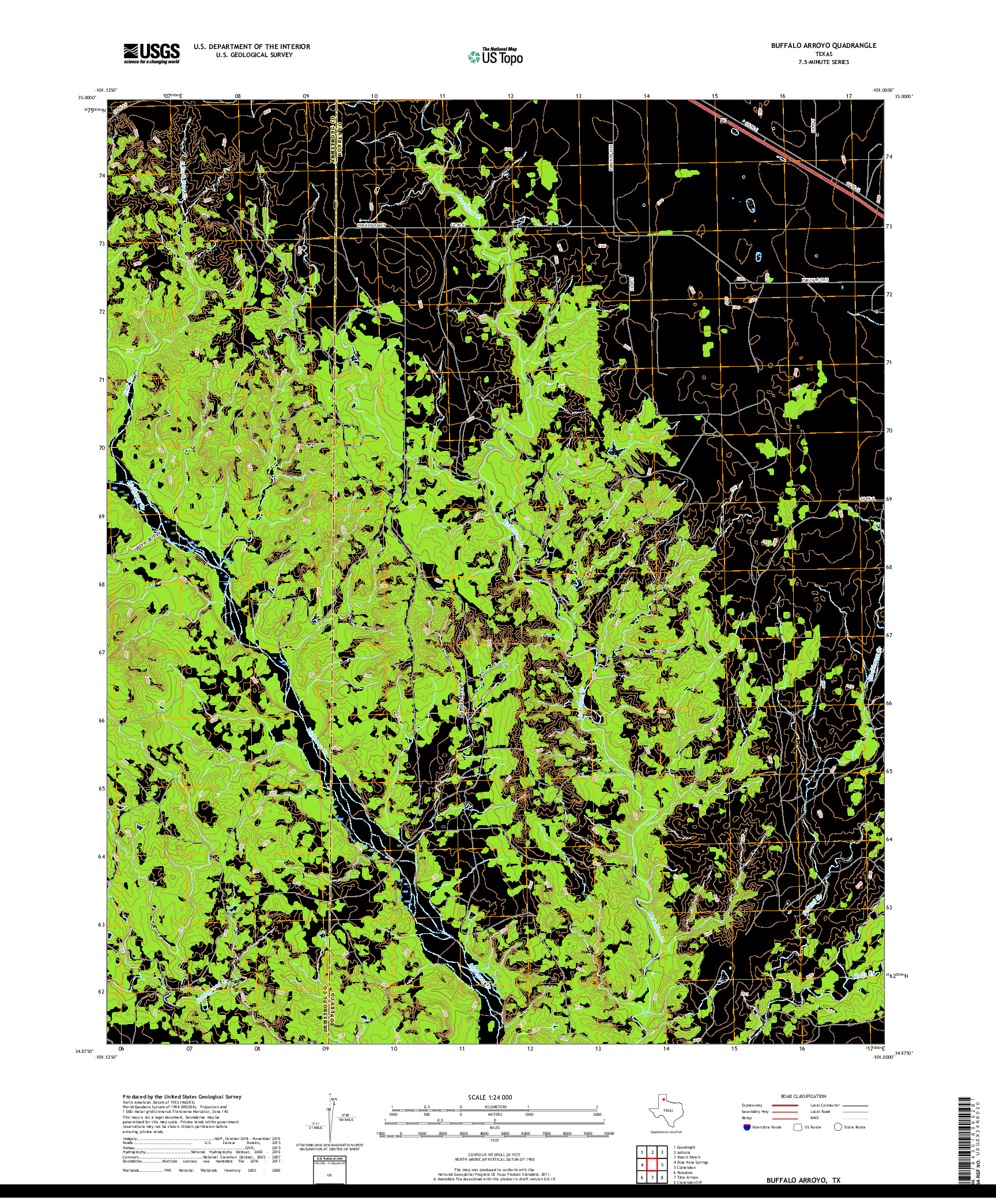 USGS US TOPO 7.5-MINUTE MAP FOR BUFFALO ARROYO, TX 2019
