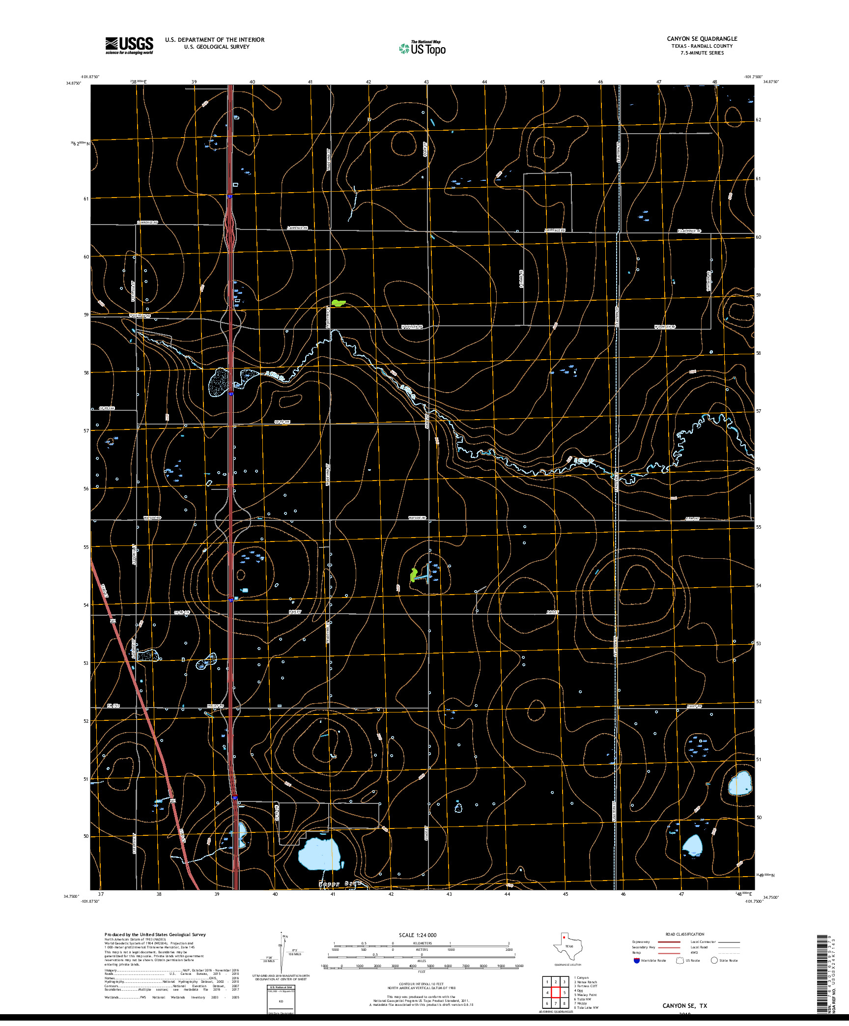 USGS US TOPO 7.5-MINUTE MAP FOR CANYON SE, TX 2019