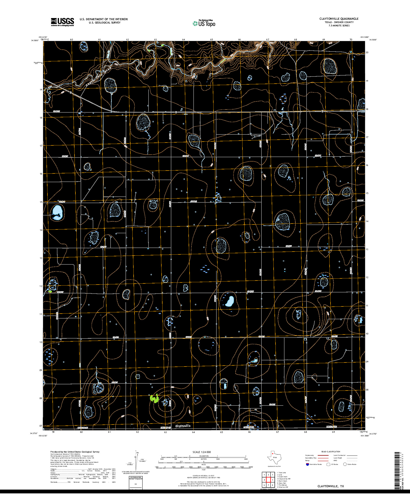 USGS US TOPO 7.5-MINUTE MAP FOR CLAYTONVILLE, TX 2019