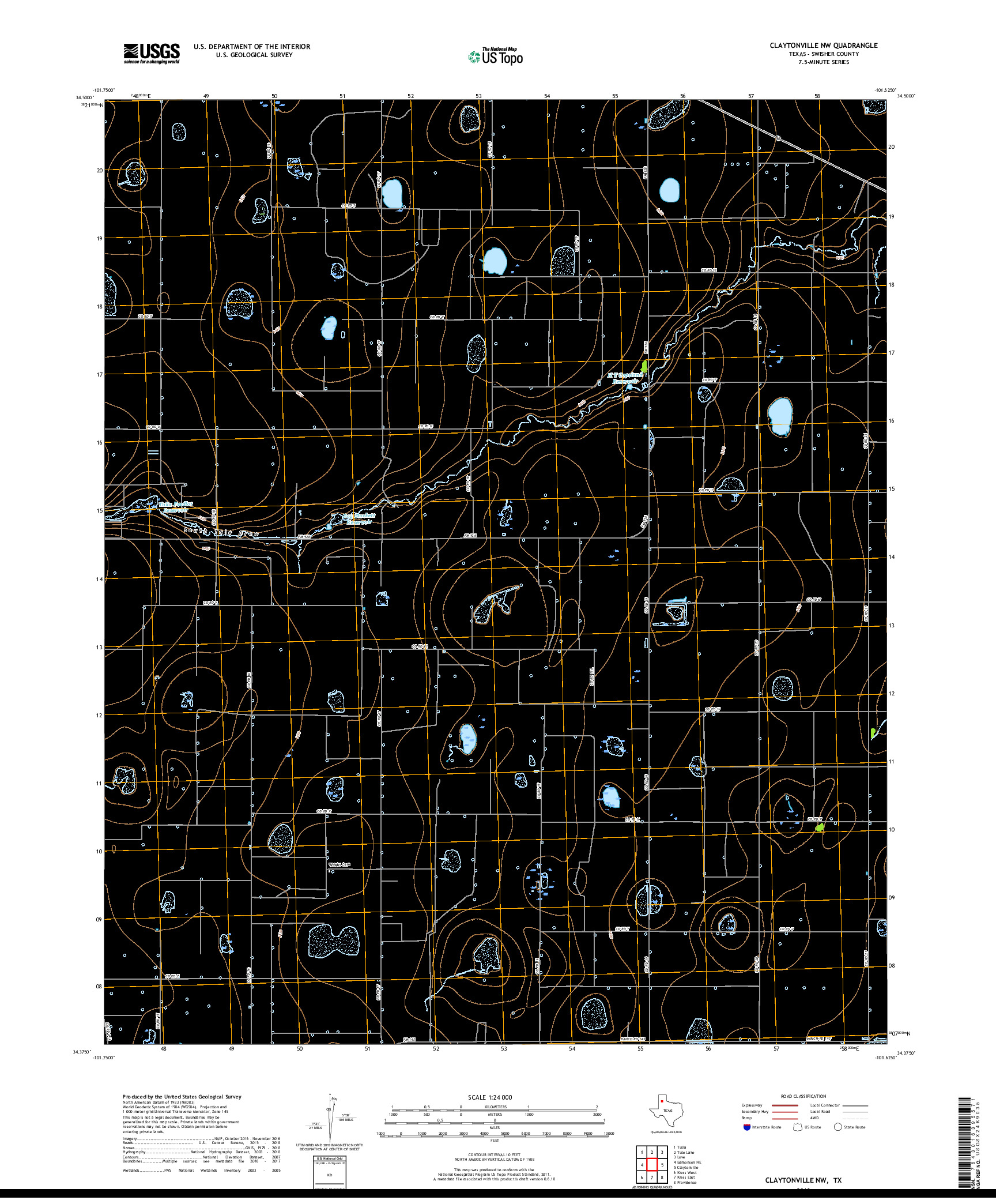 USGS US TOPO 7.5-MINUTE MAP FOR CLAYTONVILLE NW, TX 2019