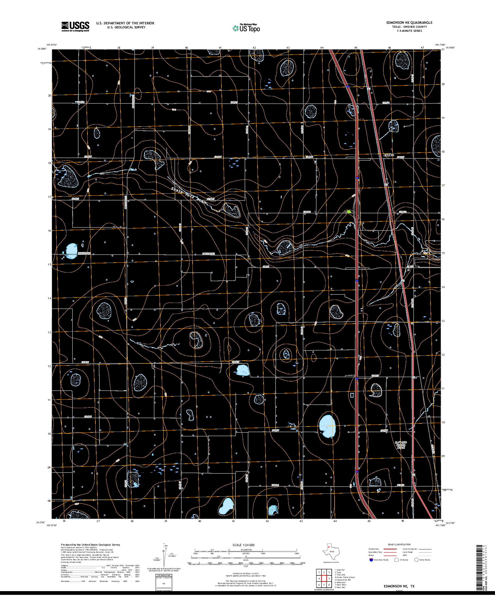 USGS US TOPO 7.5-MINUTE MAP FOR EDMONSON NE, TX 2019