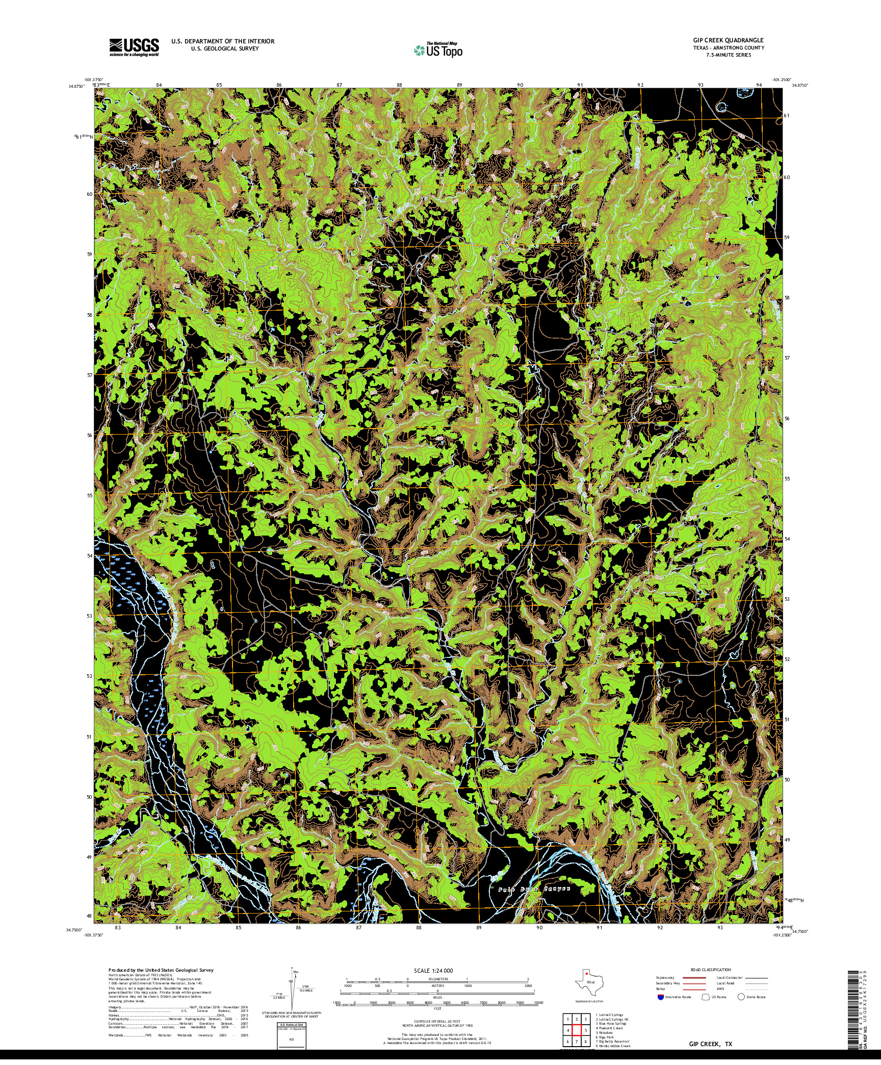 USGS US TOPO 7.5-MINUTE MAP FOR GIP CREEK, TX 2019