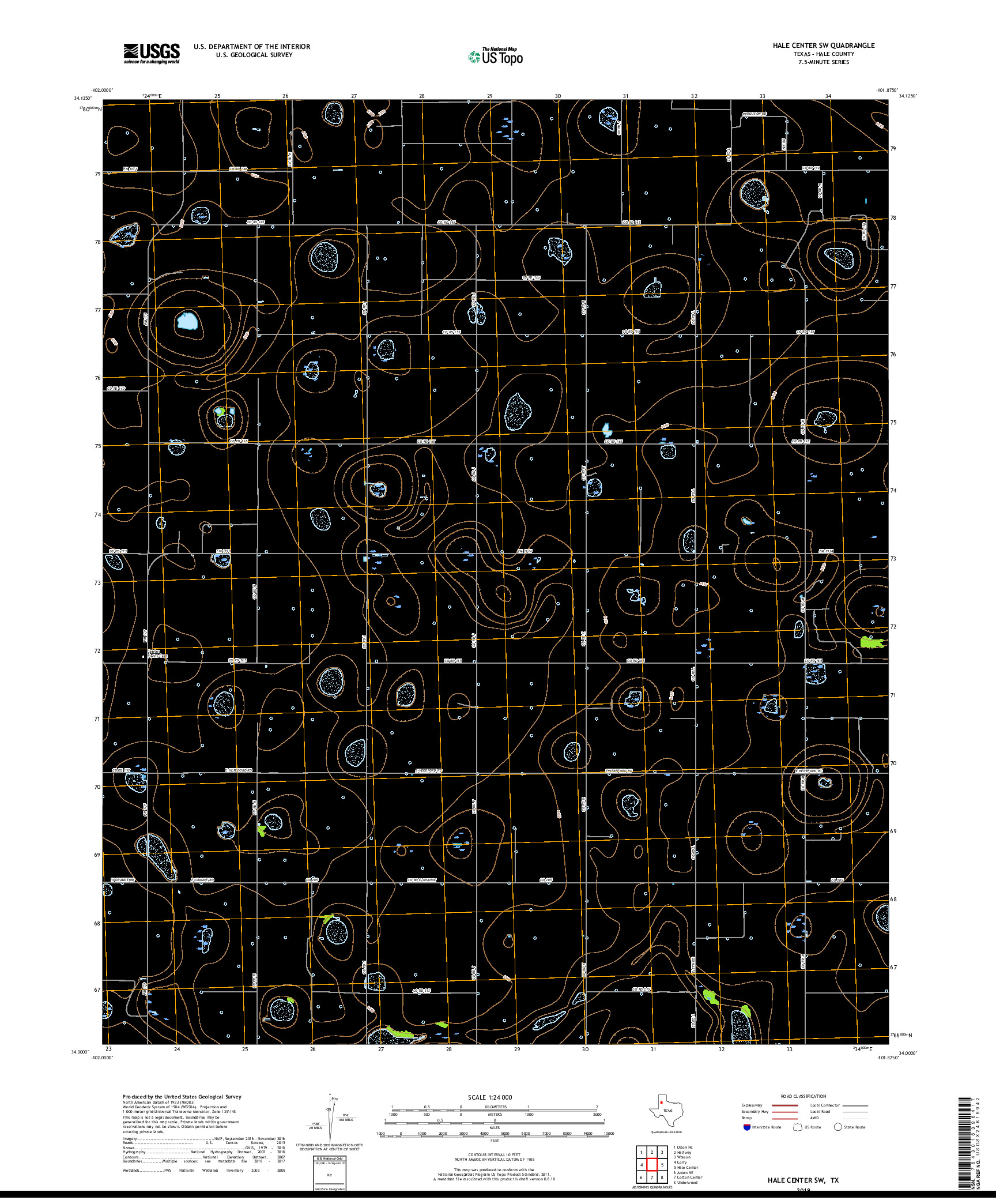 USGS US TOPO 7.5-MINUTE MAP FOR HALE CENTER SW, TX 2019