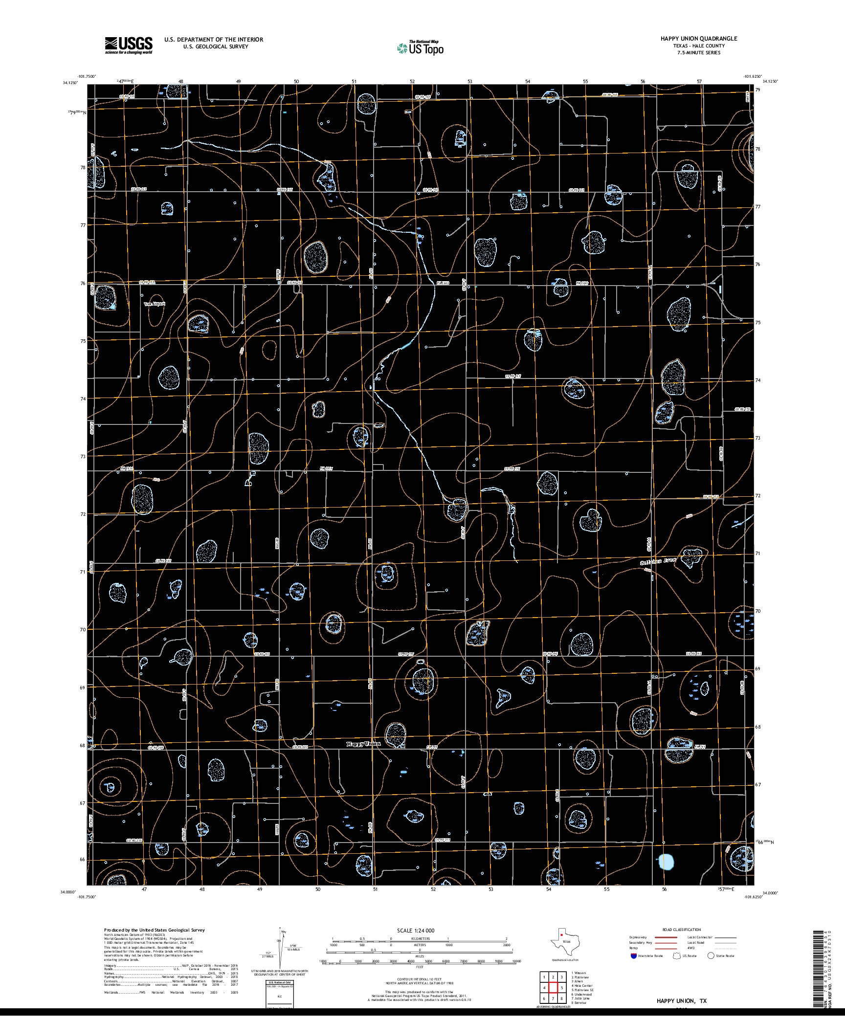 USGS US TOPO 7.5-MINUTE MAP FOR HAPPY UNION, TX 2019