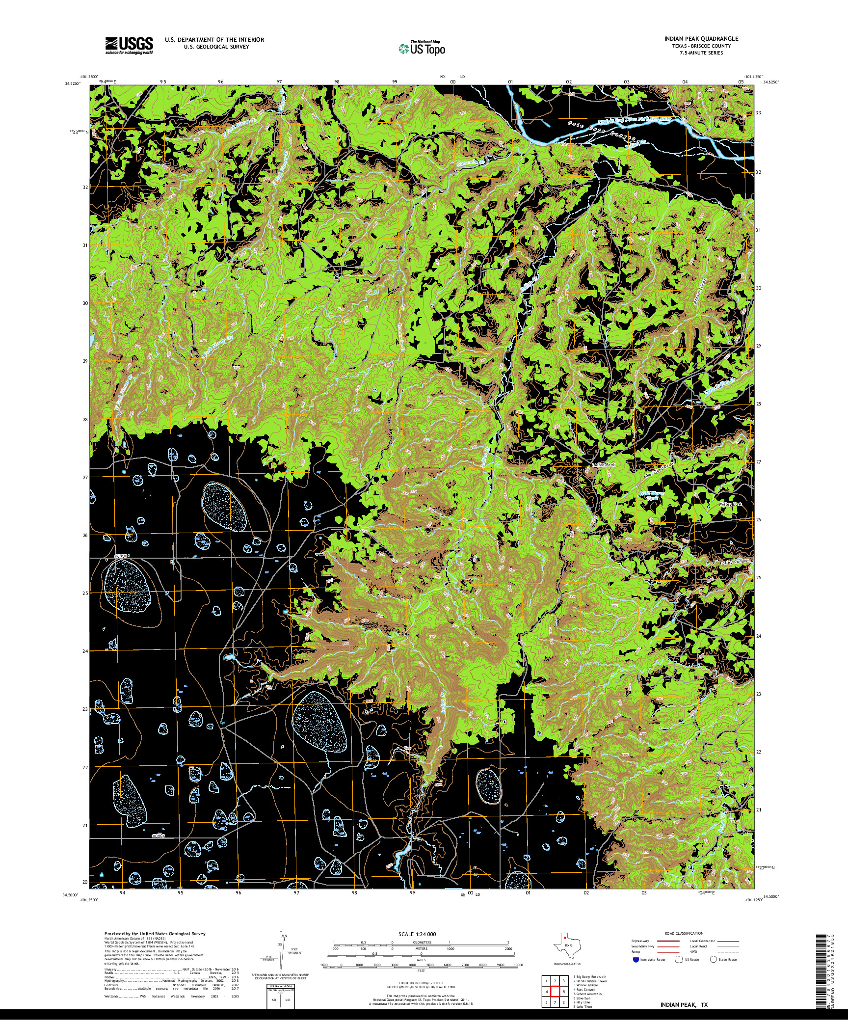 USGS US TOPO 7.5-MINUTE MAP FOR INDIAN PEAK, TX 2019