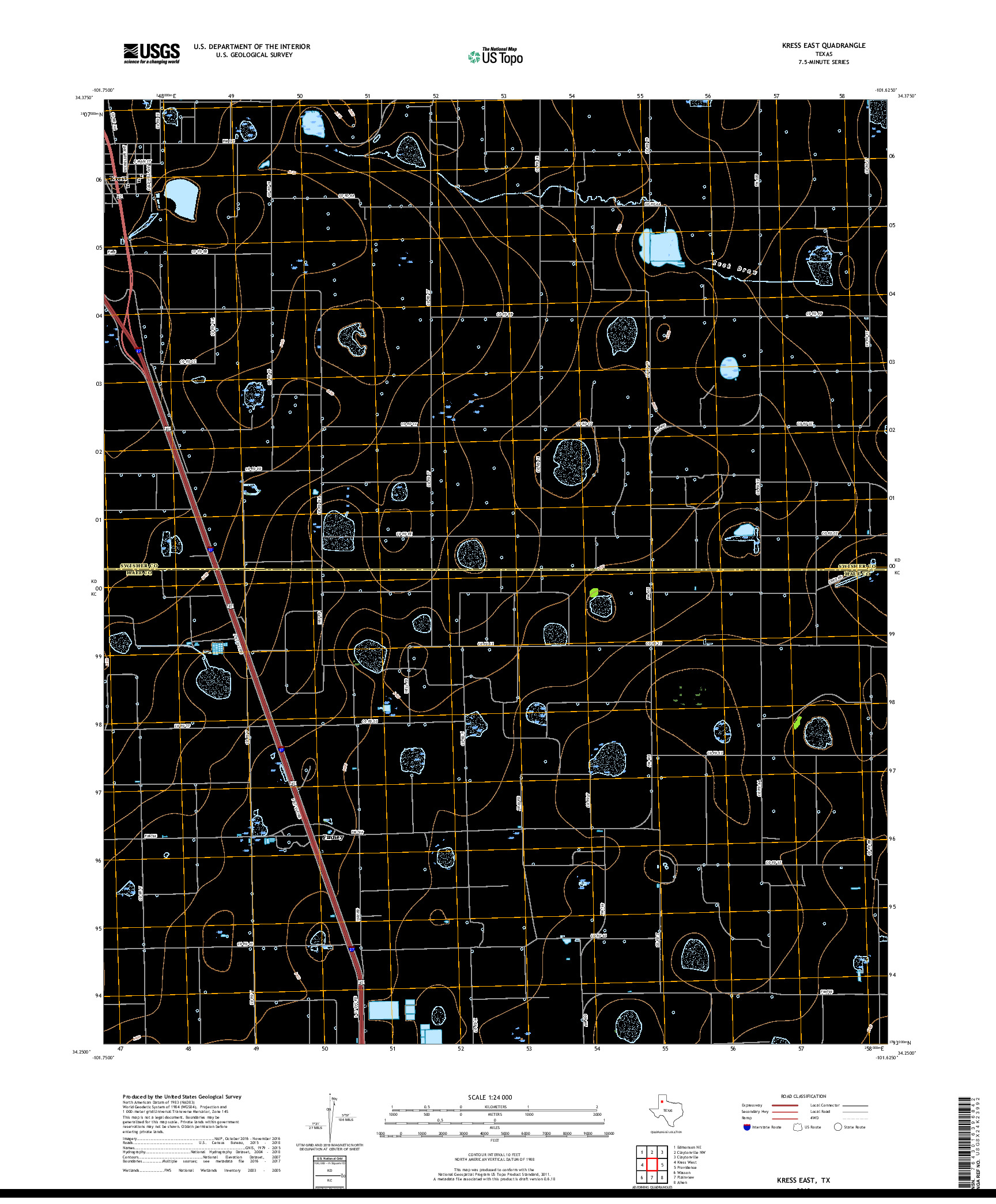 USGS US TOPO 7.5-MINUTE MAP FOR KRESS EAST, TX 2019