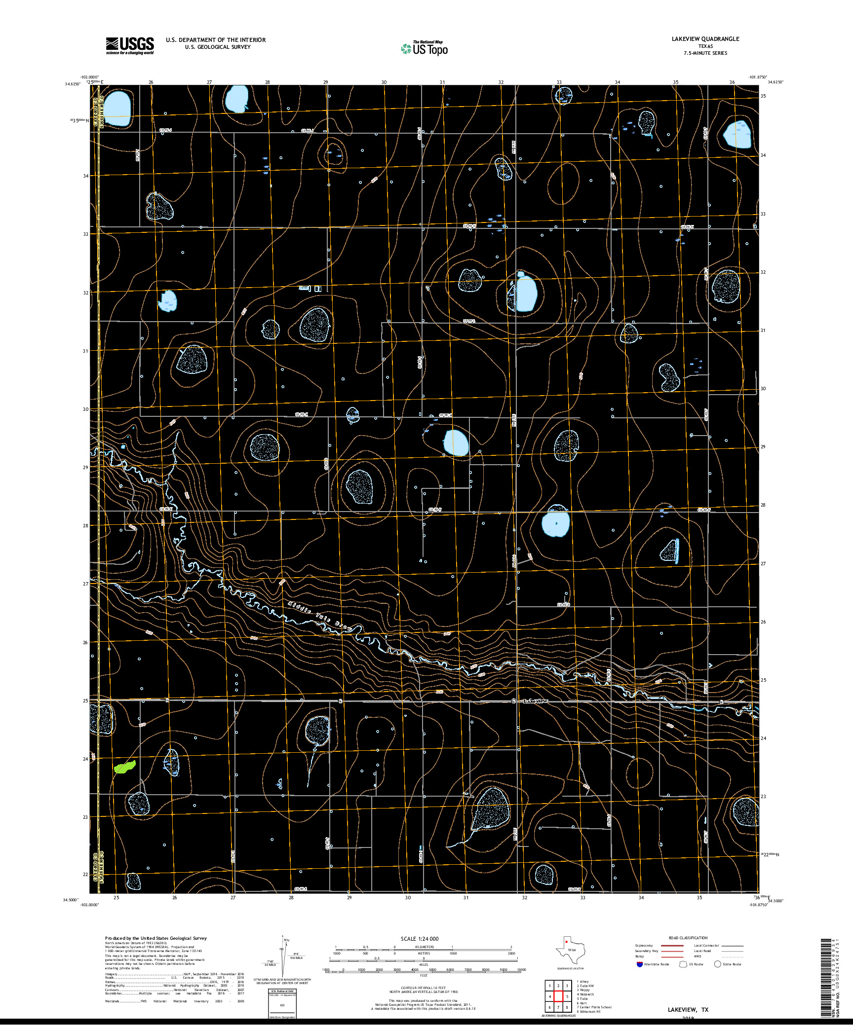 USGS US TOPO 7.5-MINUTE MAP FOR LAKEVIEW, TX 2019