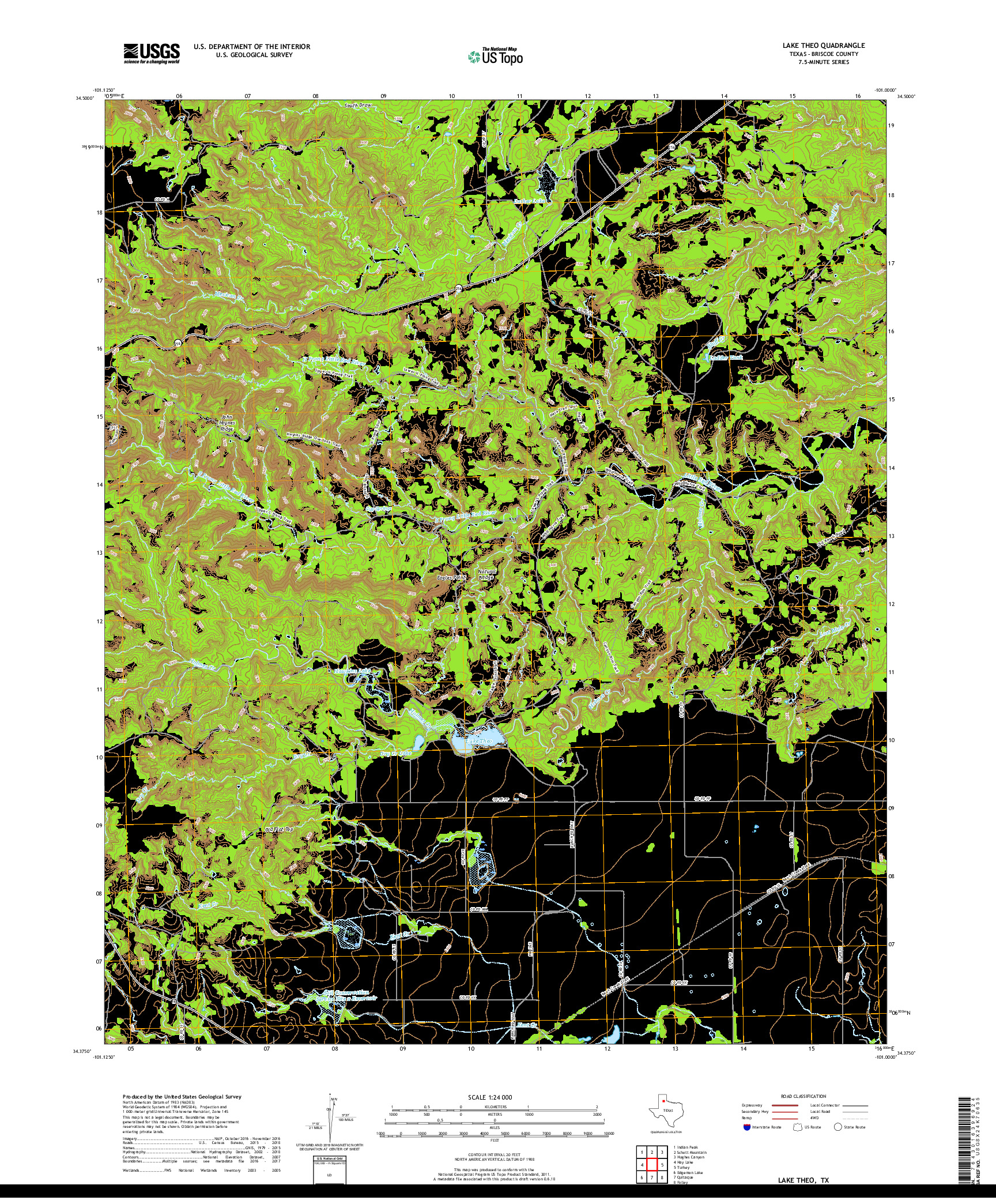 USGS US TOPO 7.5-MINUTE MAP FOR LAKE THEO, TX 2019