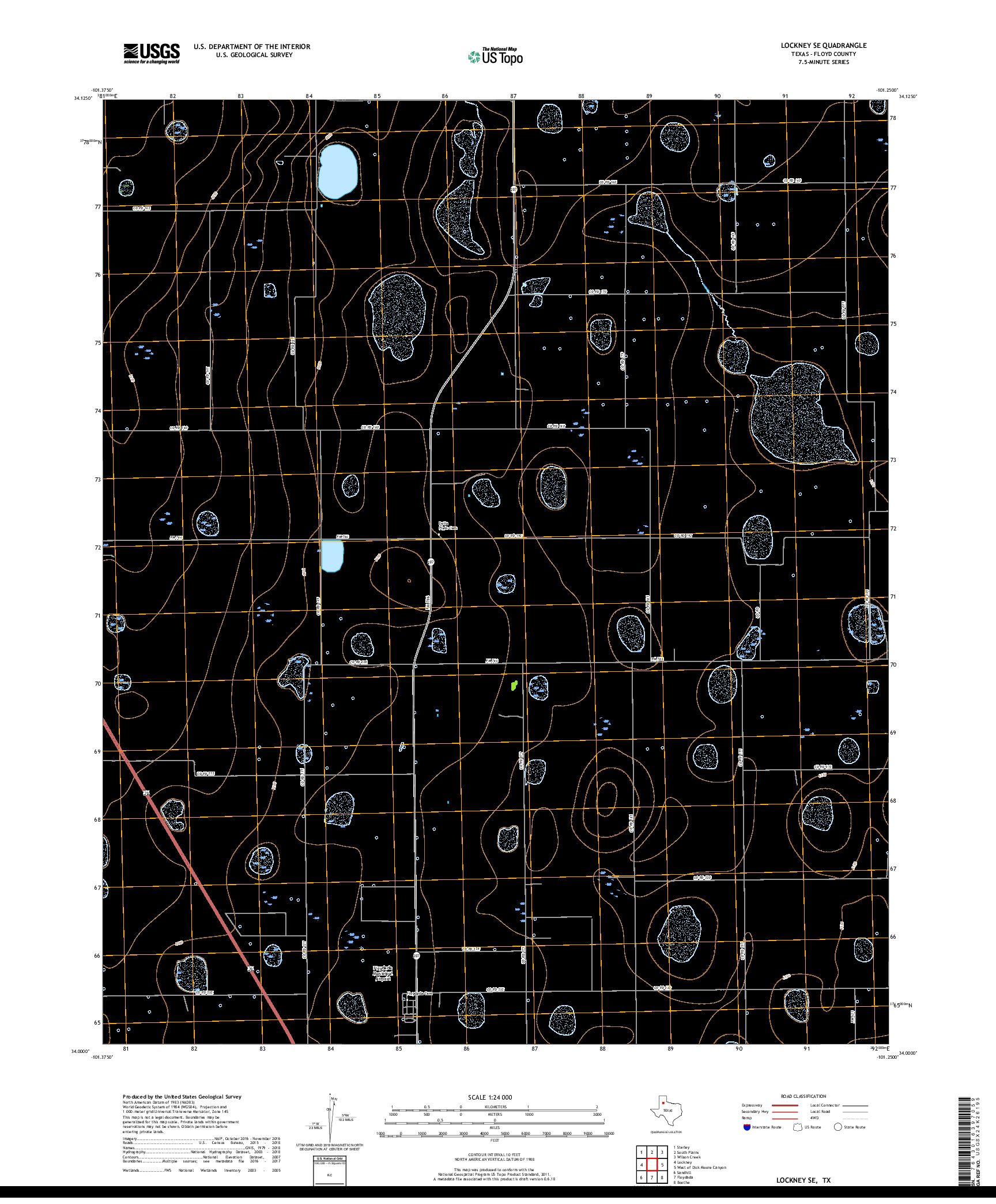 USGS US TOPO 7.5-MINUTE MAP FOR LOCKNEY SE, TX 2019