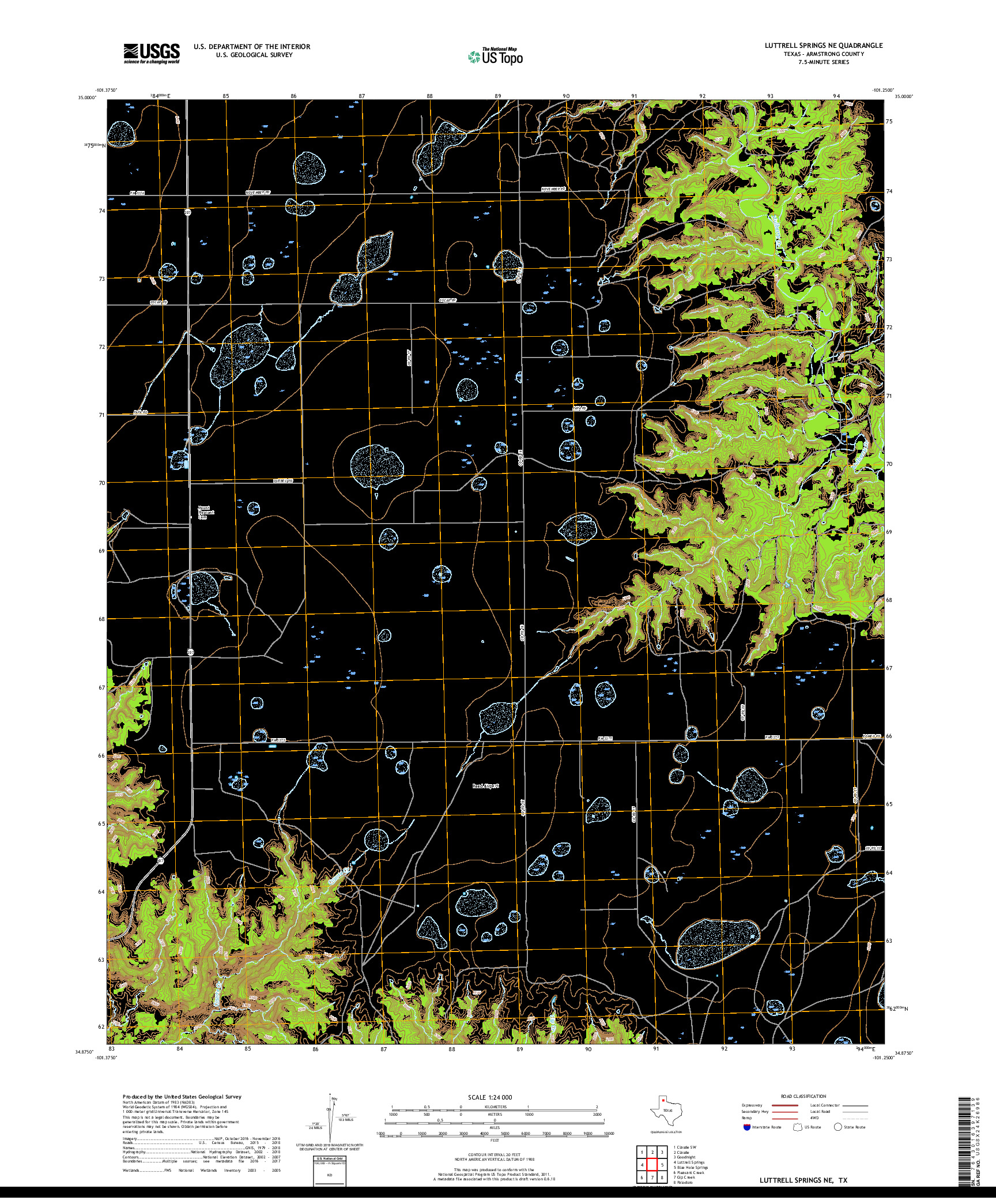 USGS US TOPO 7.5-MINUTE MAP FOR LUTTRELL SPRINGS NE, TX 2019