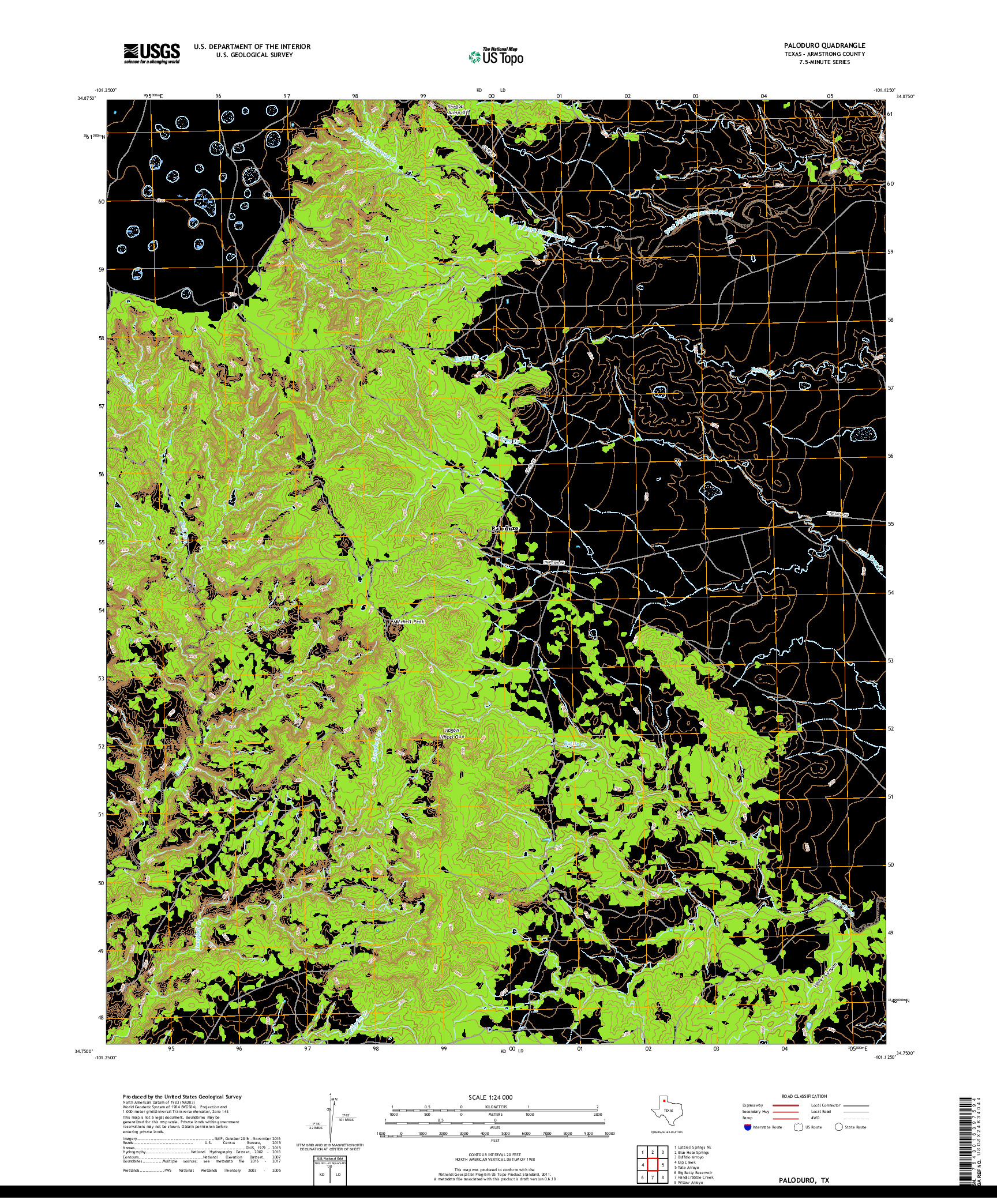 USGS US TOPO 7.5-MINUTE MAP FOR PALODURO, TX 2019