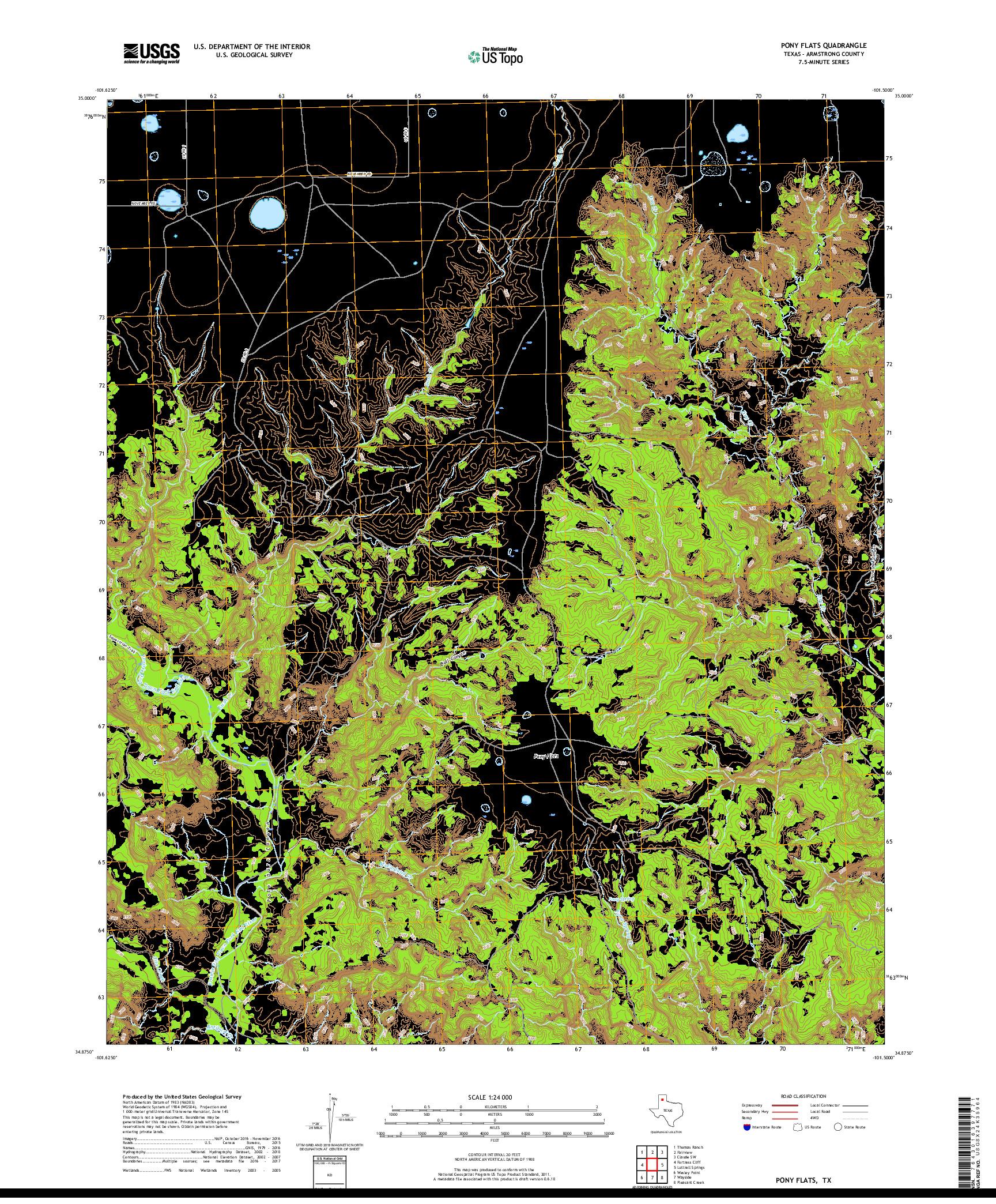 USGS US TOPO 7.5-MINUTE MAP FOR PONY FLATS, TX 2019