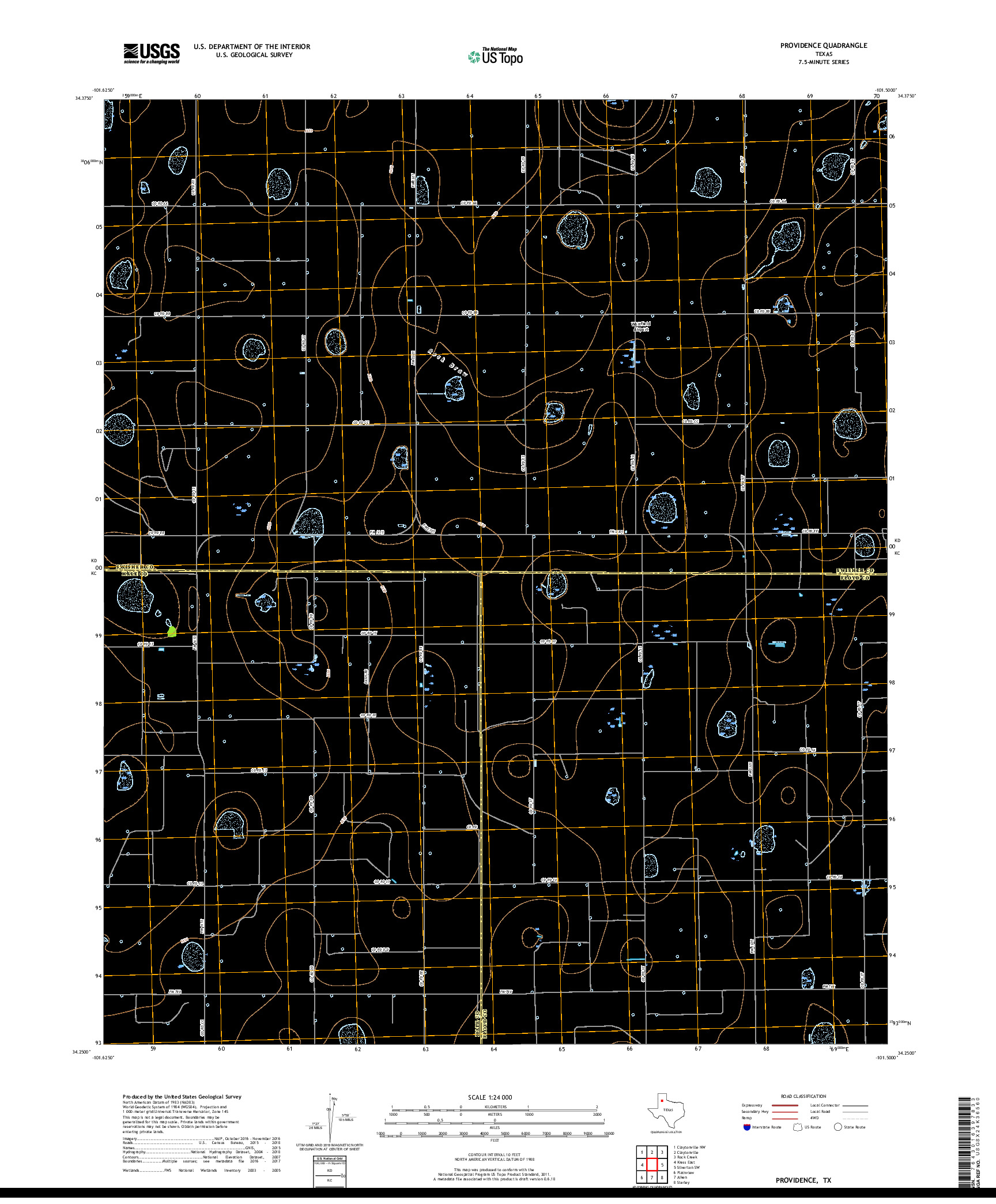 USGS US TOPO 7.5-MINUTE MAP FOR PROVIDENCE, TX 2019