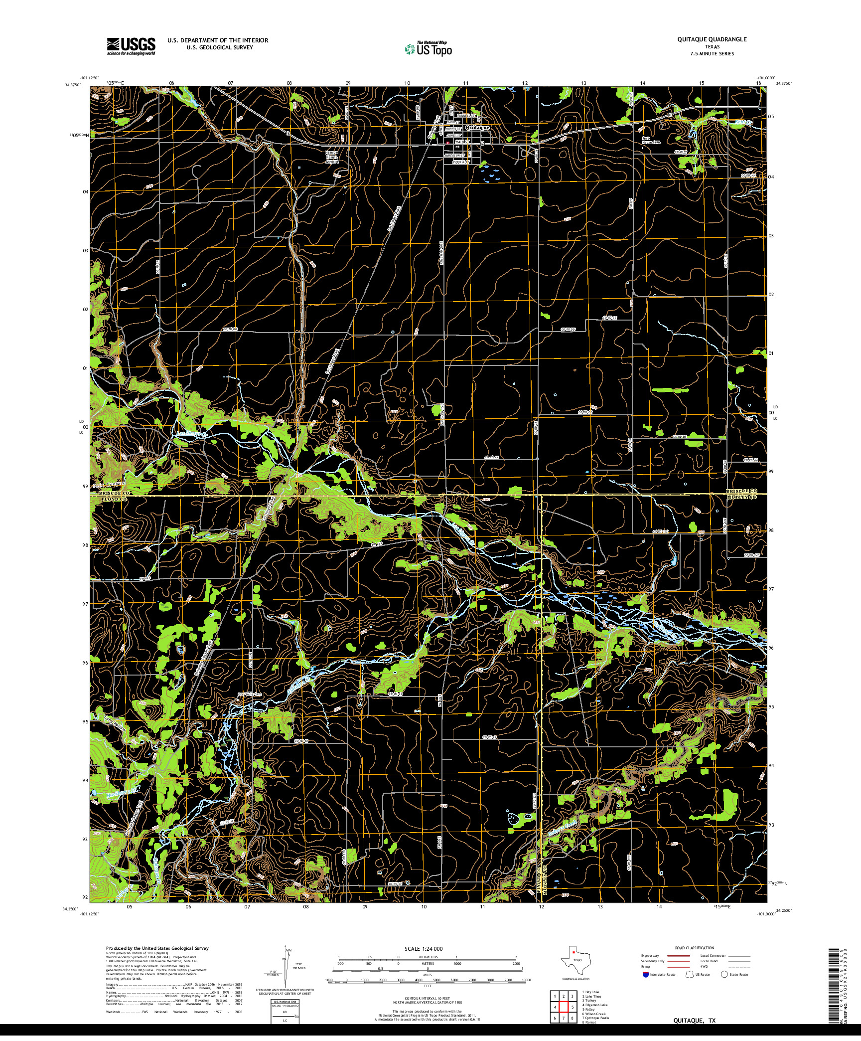 USGS US TOPO 7.5-MINUTE MAP FOR QUITAQUE, TX 2019