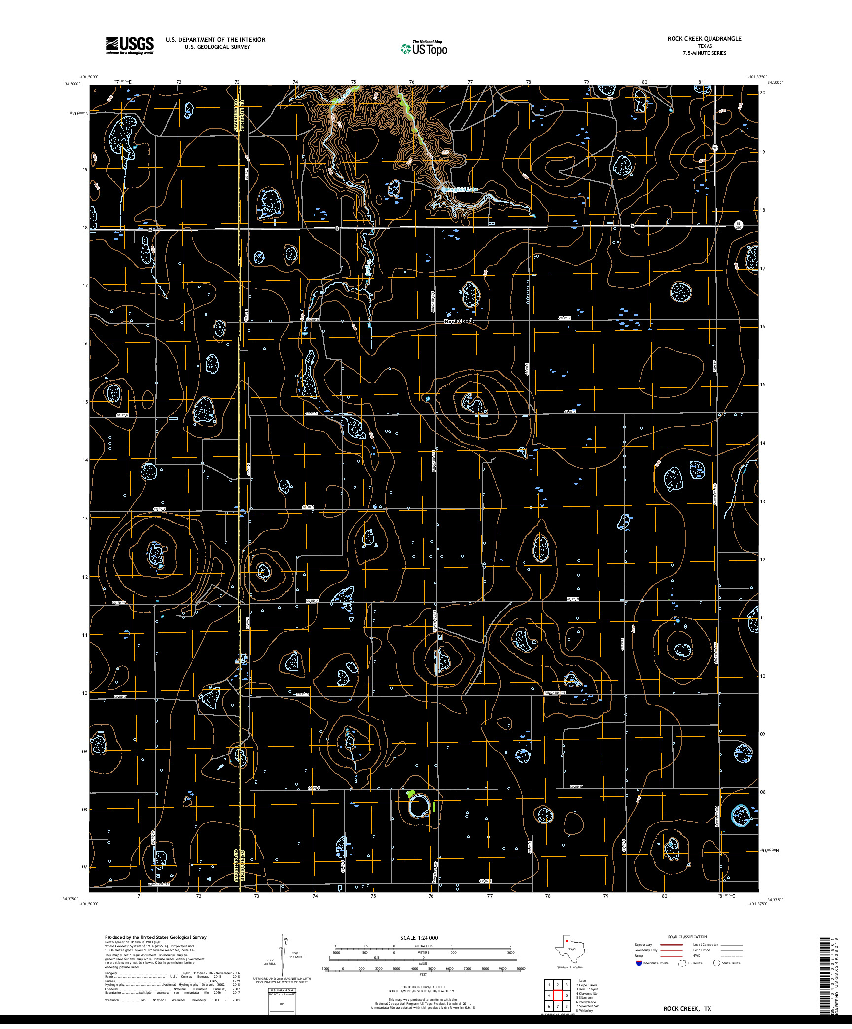 USGS US TOPO 7.5-MINUTE MAP FOR ROCK CREEK, TX 2019