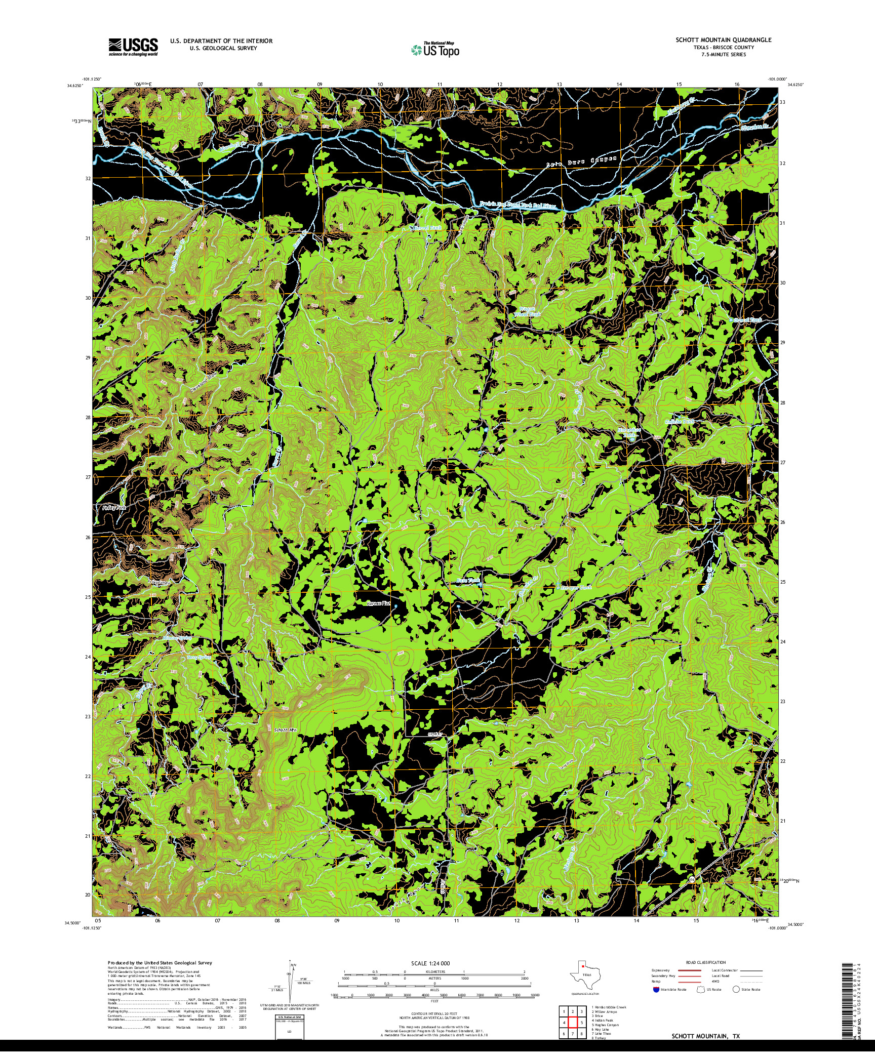 USGS US TOPO 7.5-MINUTE MAP FOR SCHOTT MOUNTAIN, TX 2019