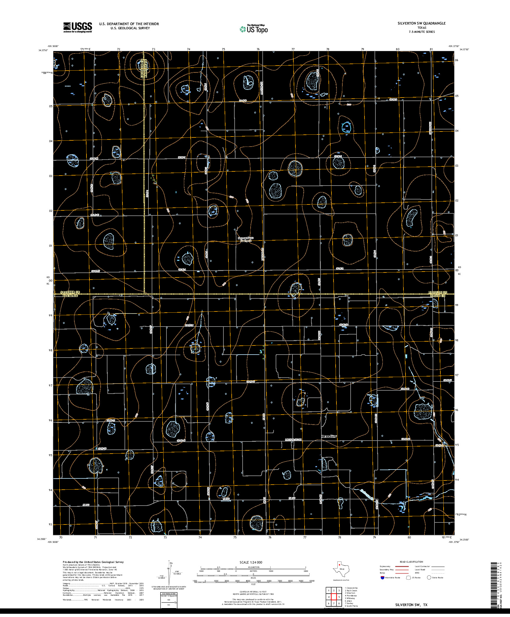 USGS US TOPO 7.5-MINUTE MAP FOR SILVERTON SW, TX 2019