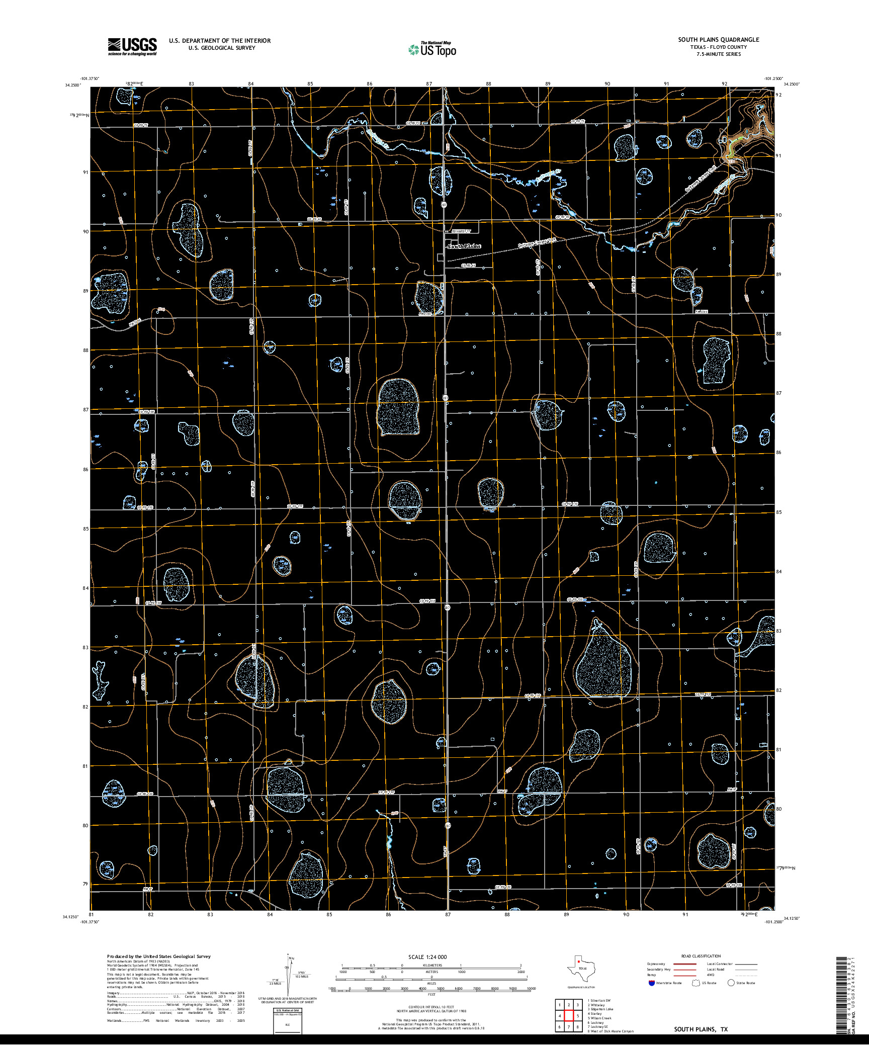 USGS US TOPO 7.5-MINUTE MAP FOR SOUTH PLAINS, TX 2019