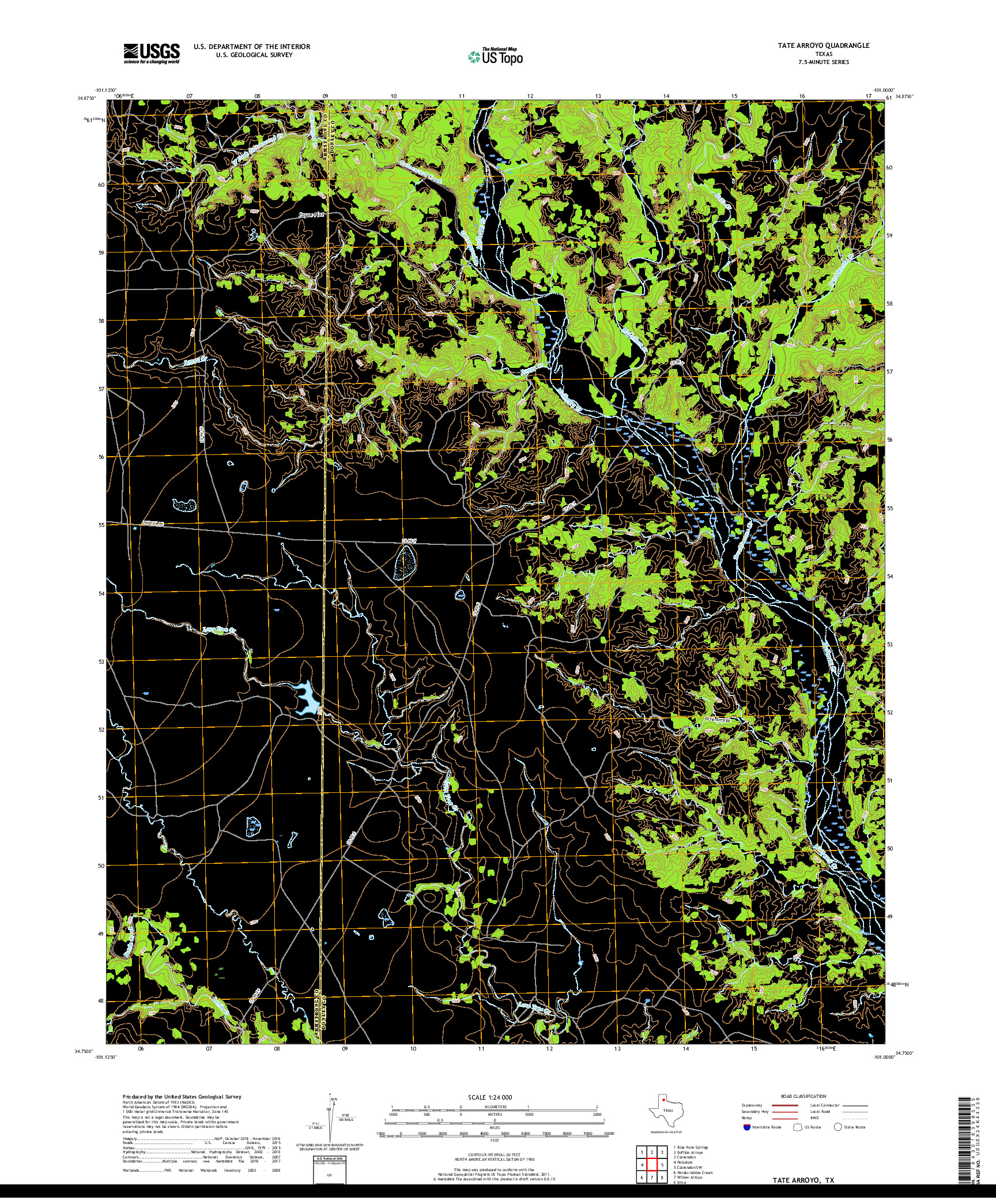 USGS US TOPO 7.5-MINUTE MAP FOR TATE ARROYO, TX 2019