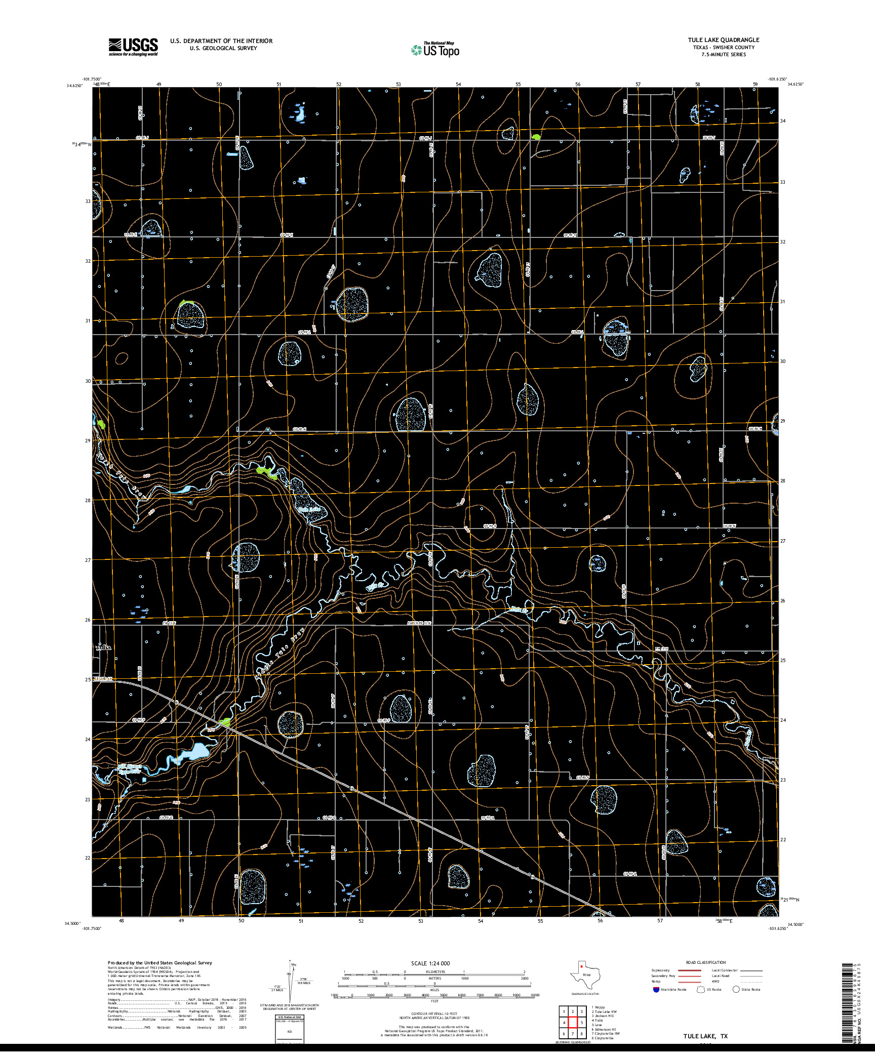 USGS US TOPO 7.5-MINUTE MAP FOR TULE LAKE, TX 2019