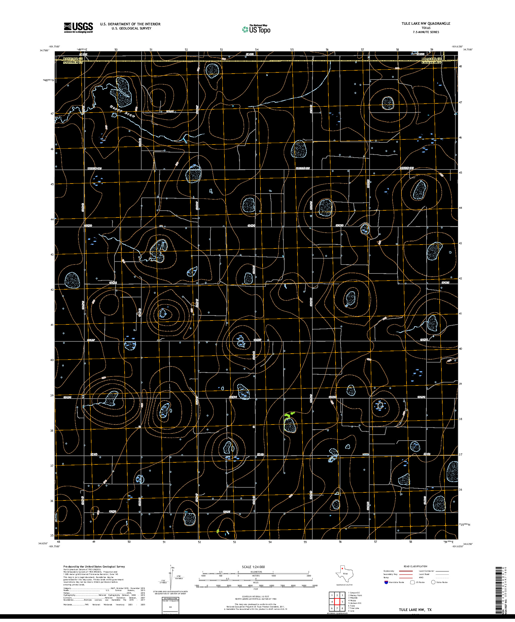 USGS US TOPO 7.5-MINUTE MAP FOR TULE LAKE NW, TX 2019