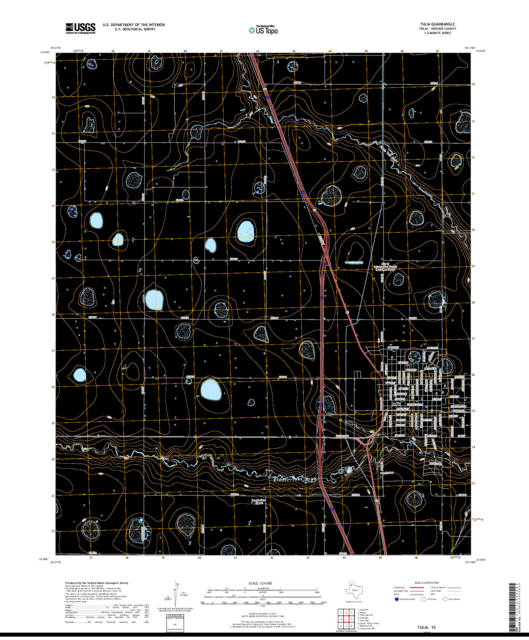 USGS US TOPO 7.5-MINUTE MAP FOR TULIA, TX 2019