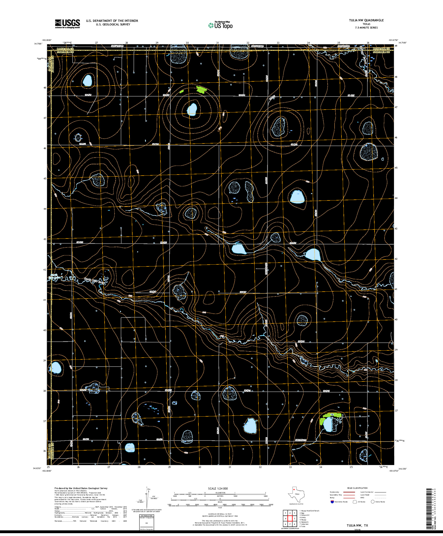 USGS US TOPO 7.5-MINUTE MAP FOR TULIA NW, TX 2019