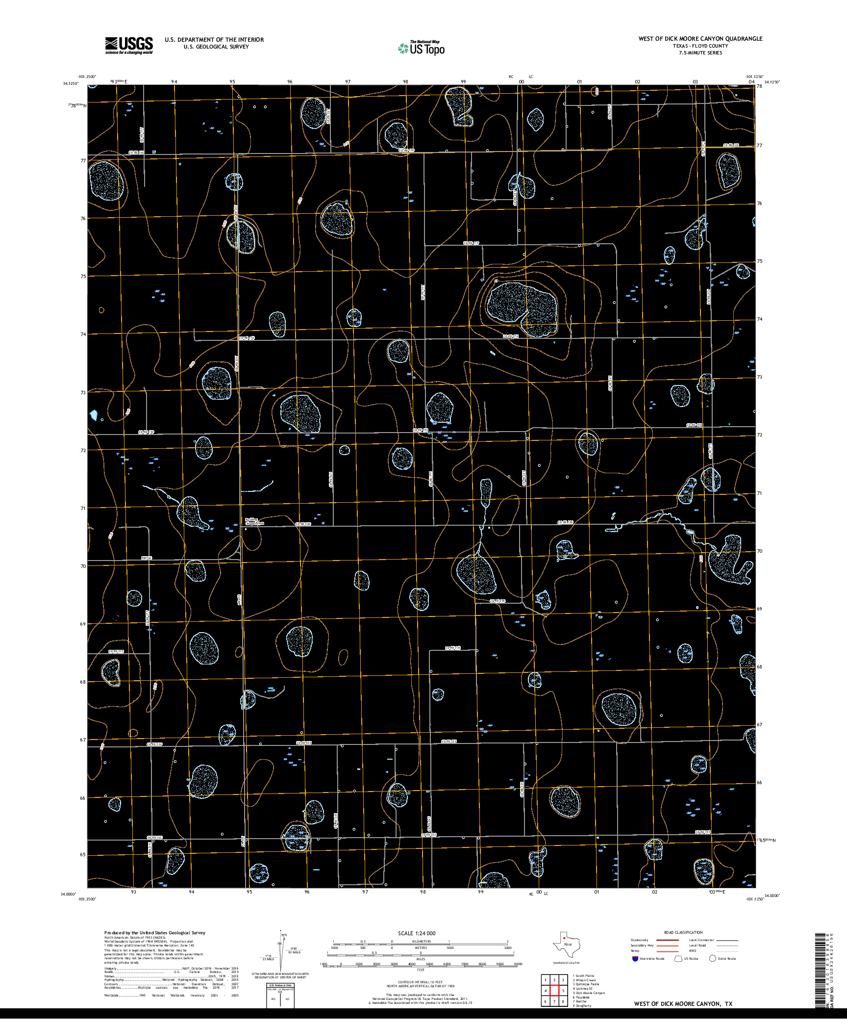 USGS US TOPO 7.5-MINUTE MAP FOR WEST OF DICK MOORE CANYON, TX 2019