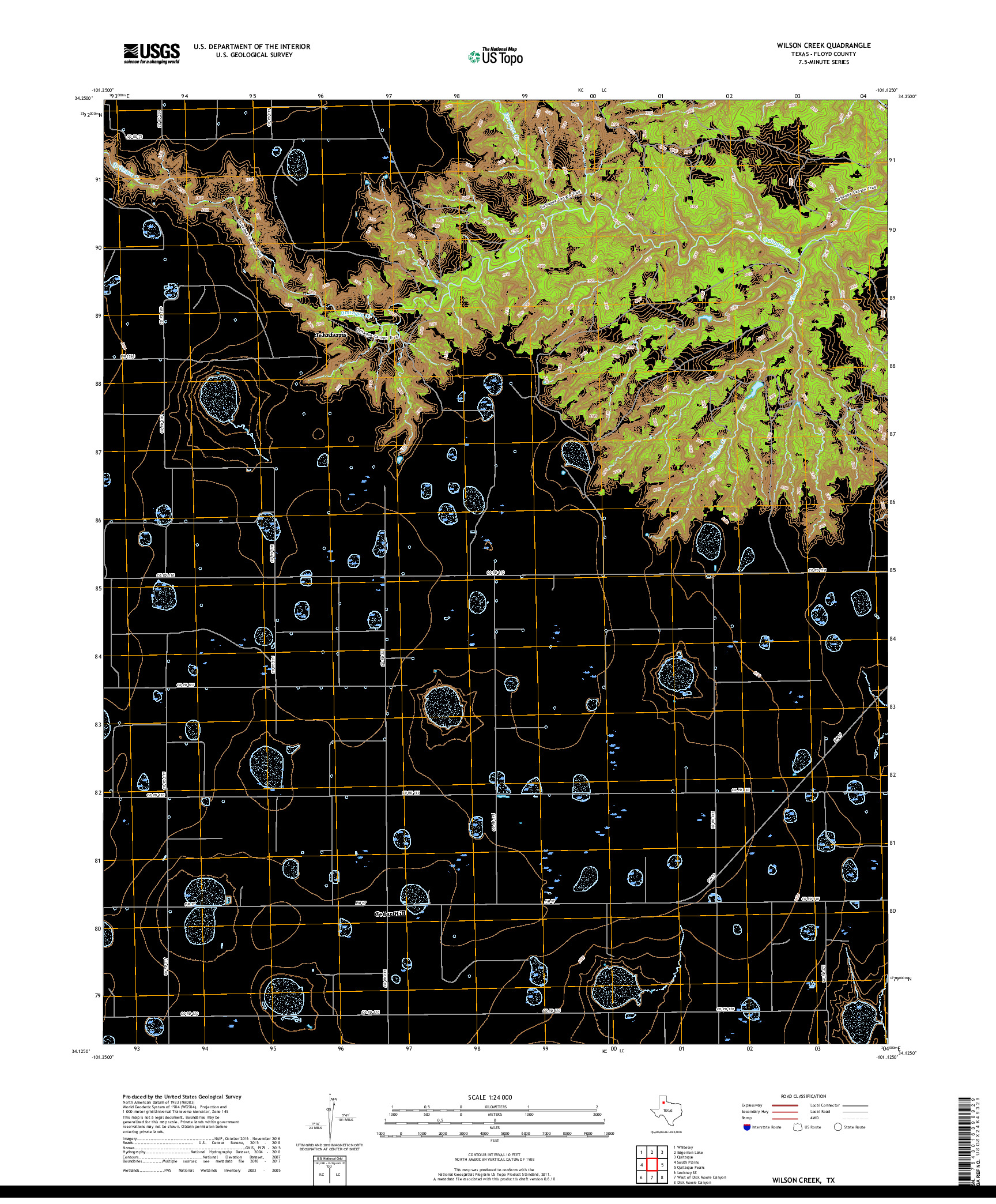 USGS US TOPO 7.5-MINUTE MAP FOR WILSON CREEK, TX 2019