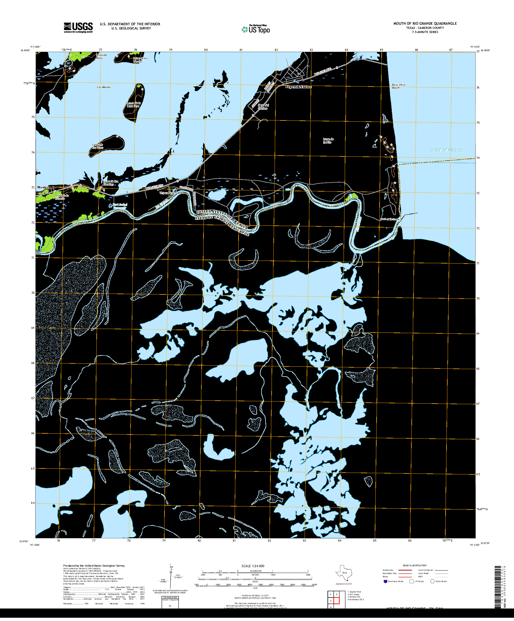 USGS US TOPO 7.5-MINUTE MAP FOR MOUTH OF RIO GRANDE, TX,TAM 2019