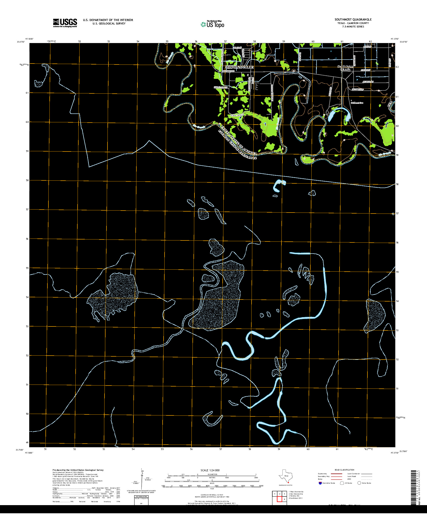 USGS US TOPO 7.5-MINUTE MAP FOR SOUTHMOST, TX,TAM 2019