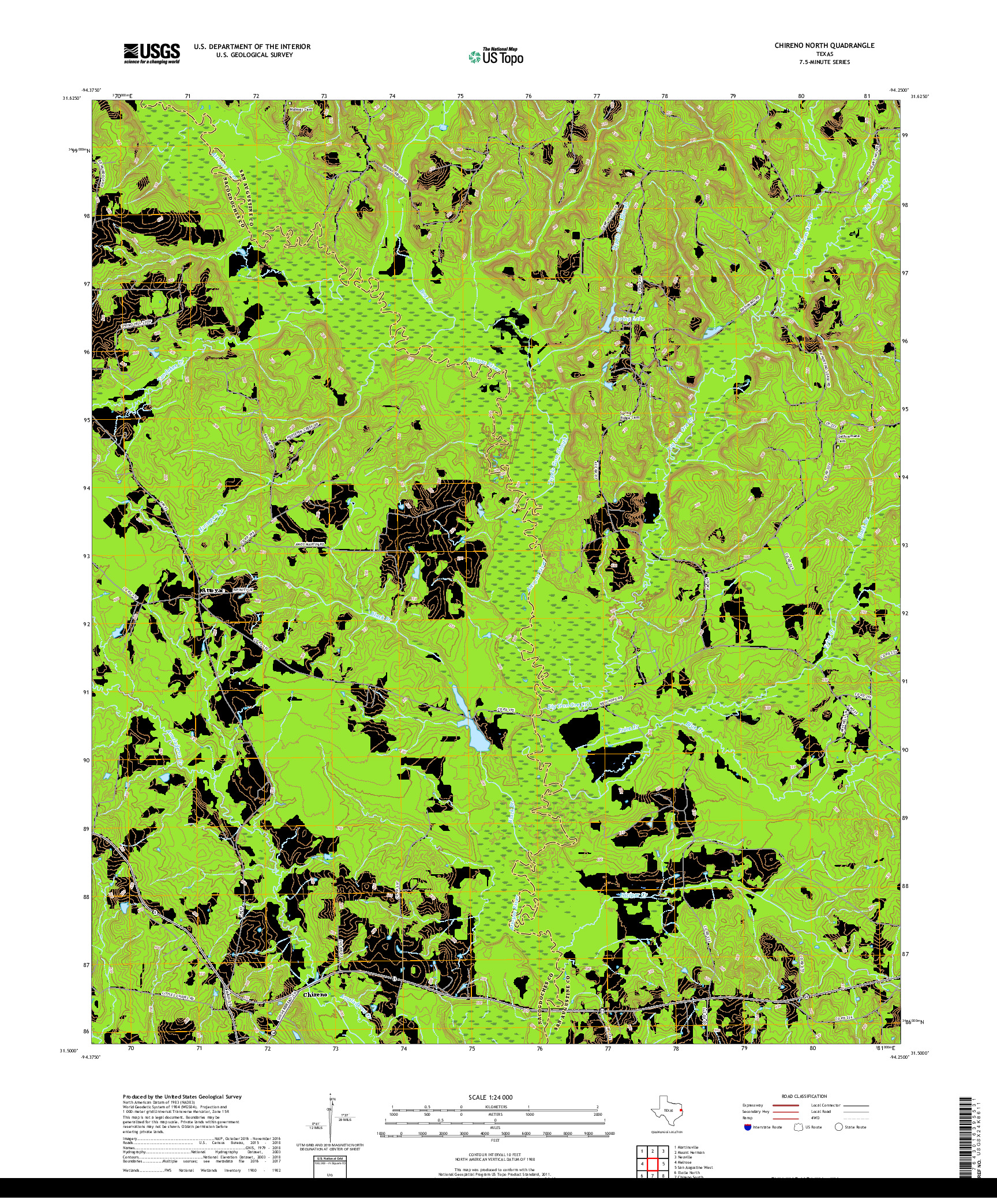 USGS US TOPO 7.5-MINUTE MAP FOR CHIRENO NORTH, TX 2019