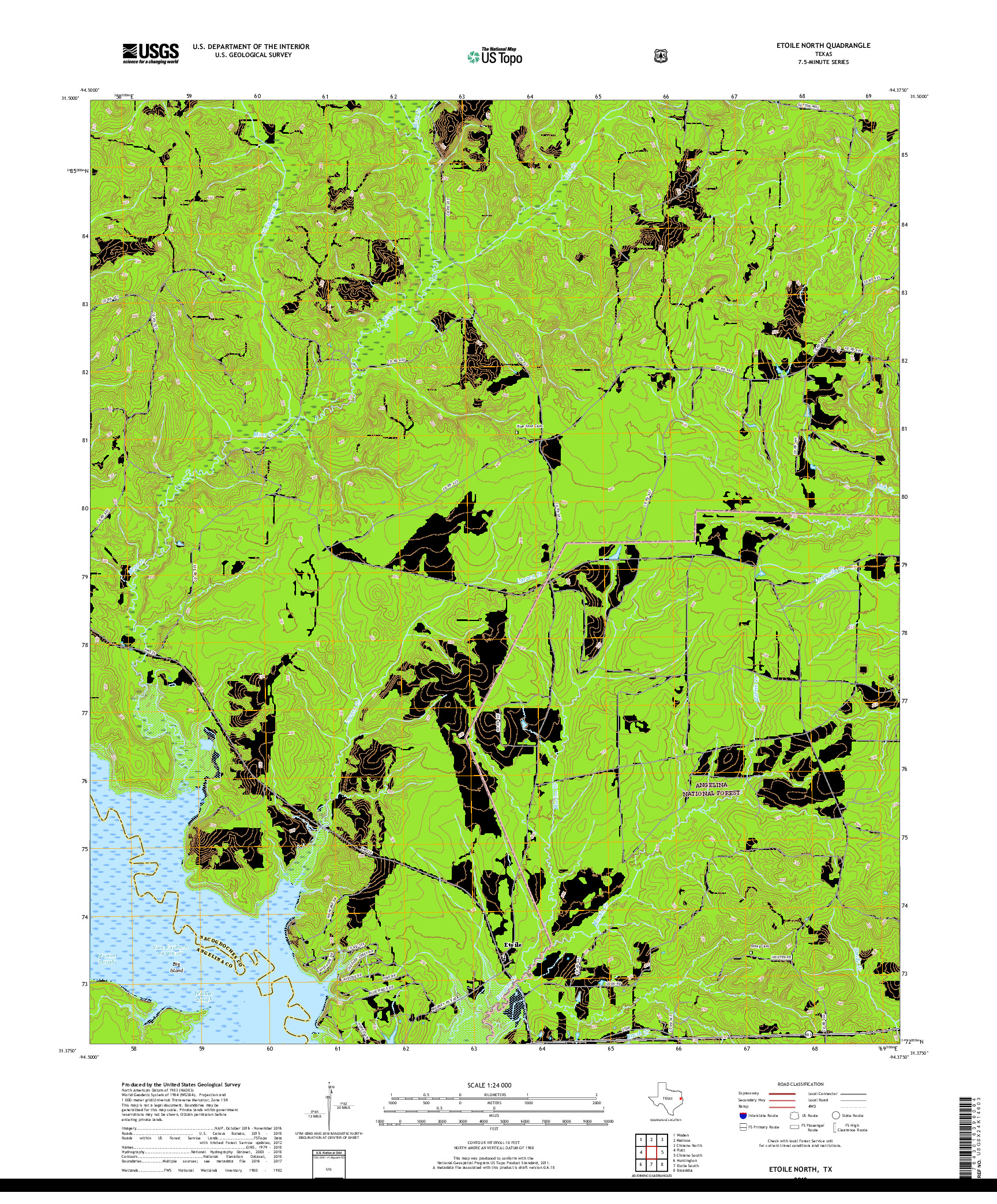 USGS US TOPO 7.5-MINUTE MAP FOR ETOILE NORTH, TX 2019