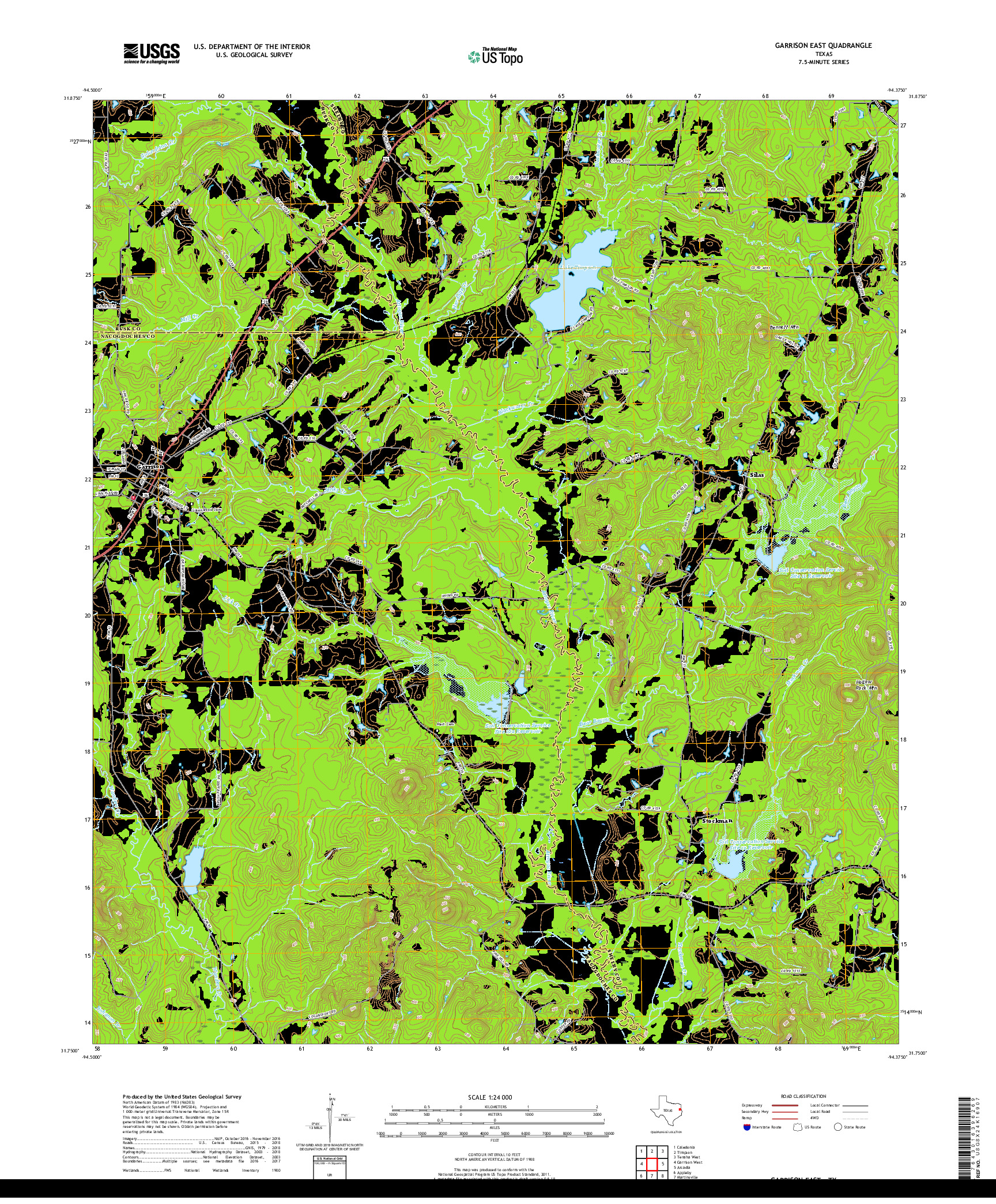 USGS US TOPO 7.5-MINUTE MAP FOR GARRISON EAST, TX 2019