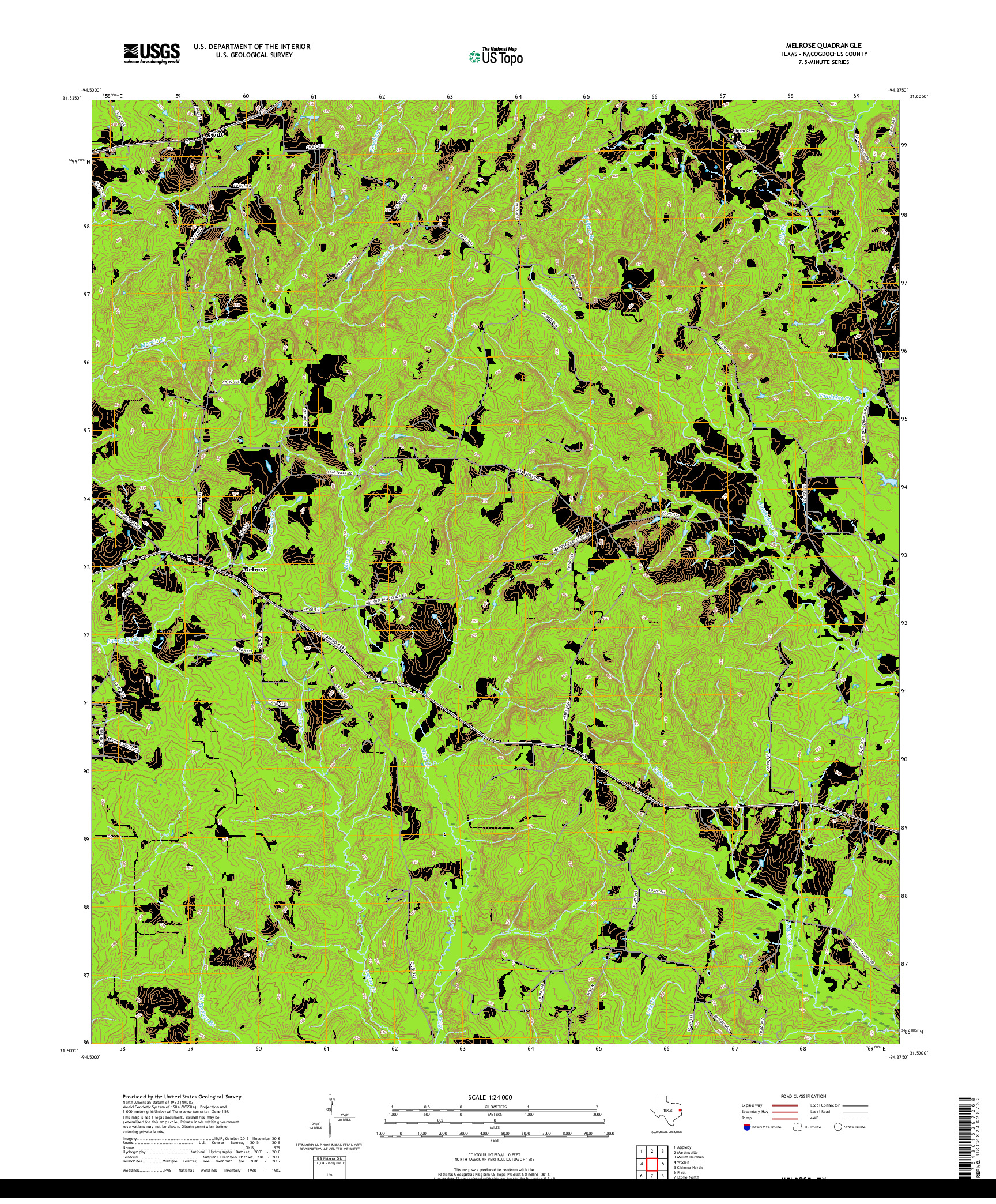 USGS US TOPO 7.5-MINUTE MAP FOR MELROSE, TX 2019