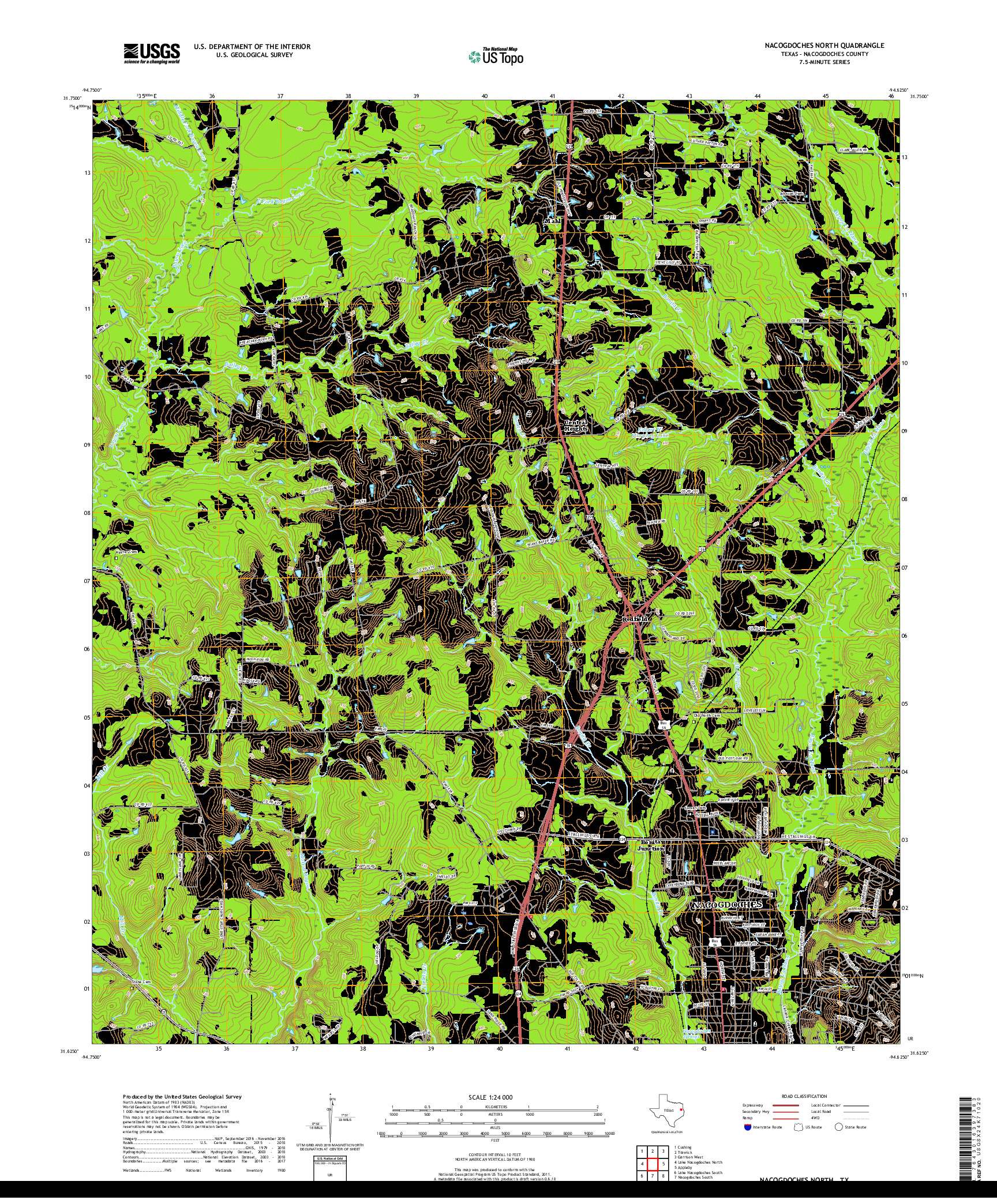 USGS US TOPO 7.5-MINUTE MAP FOR NACOGDOCHES NORTH, TX 2019