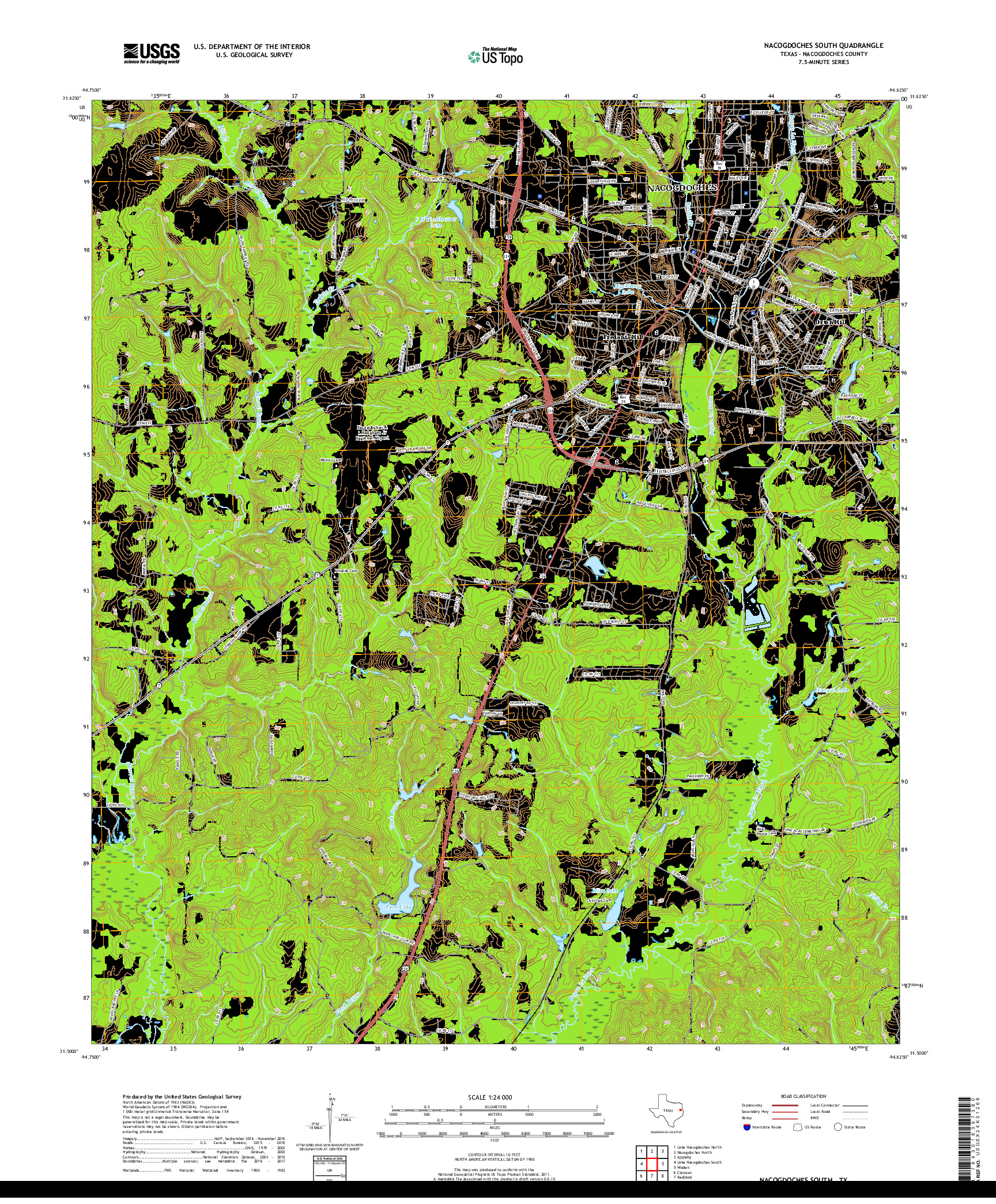 USGS US TOPO 7.5-MINUTE MAP FOR NACOGDOCHES SOUTH, TX 2019