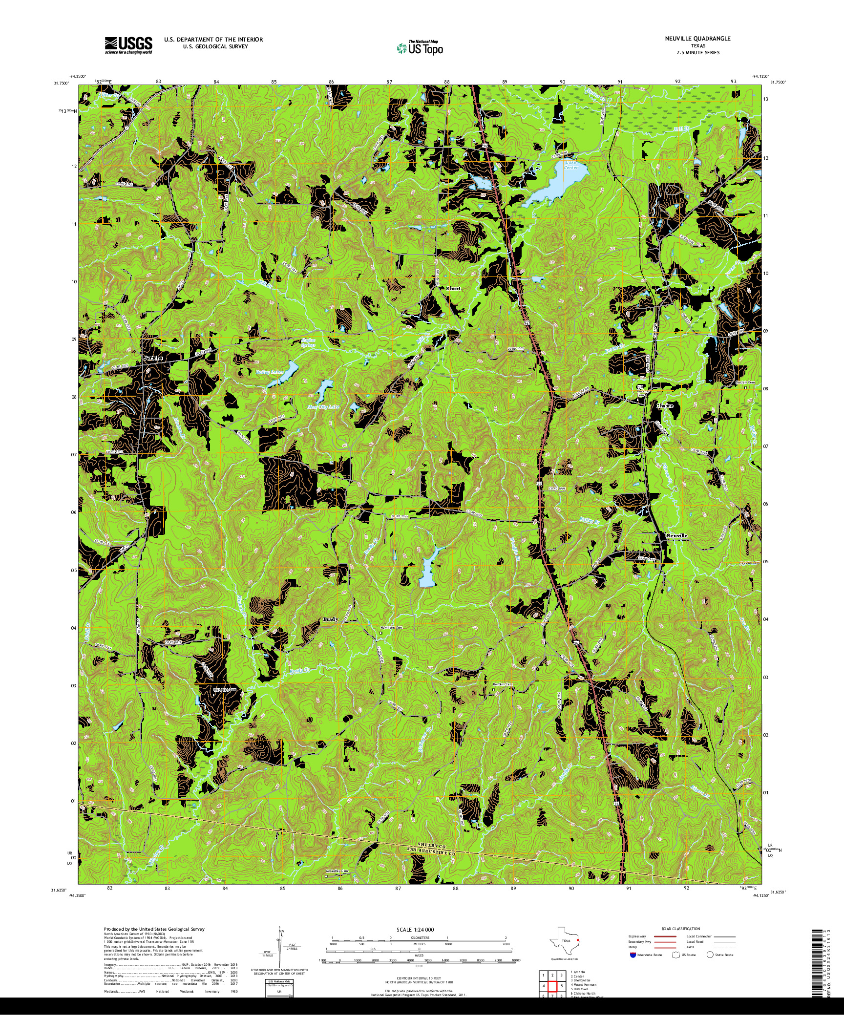 USGS US TOPO 7.5-MINUTE MAP FOR NEUVILLE, TX 2019