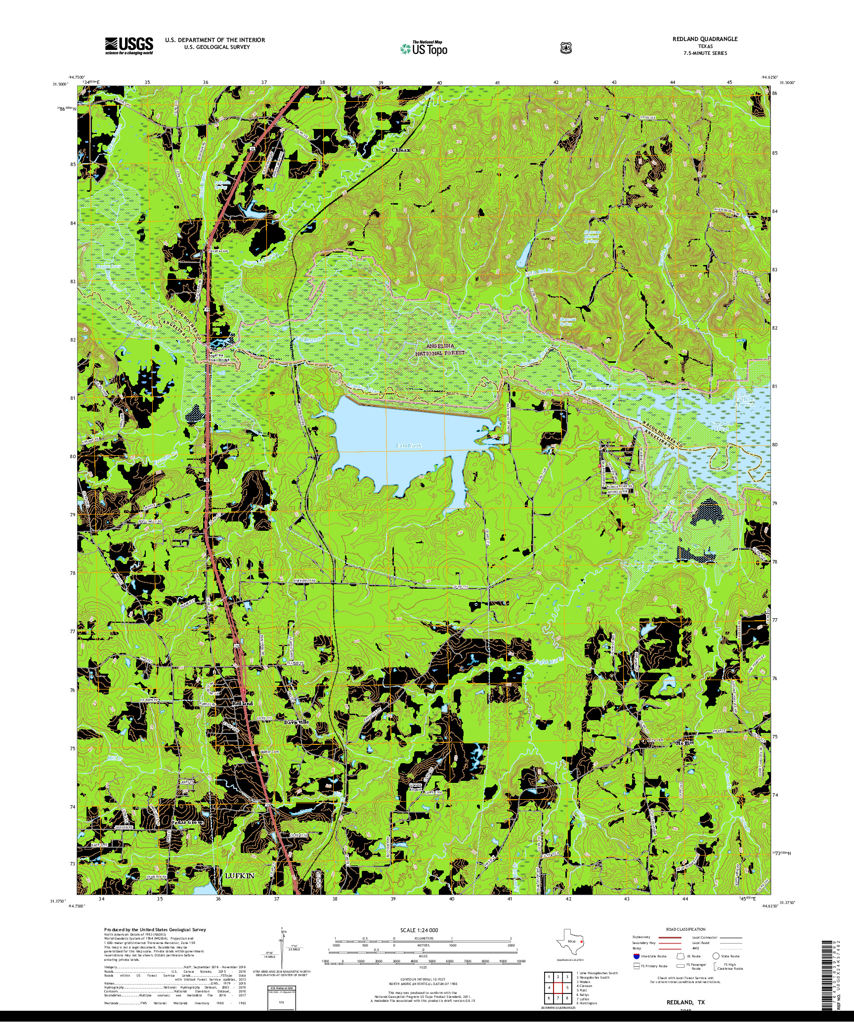 USGS US TOPO 7.5-MINUTE MAP FOR REDLAND, TX 2019