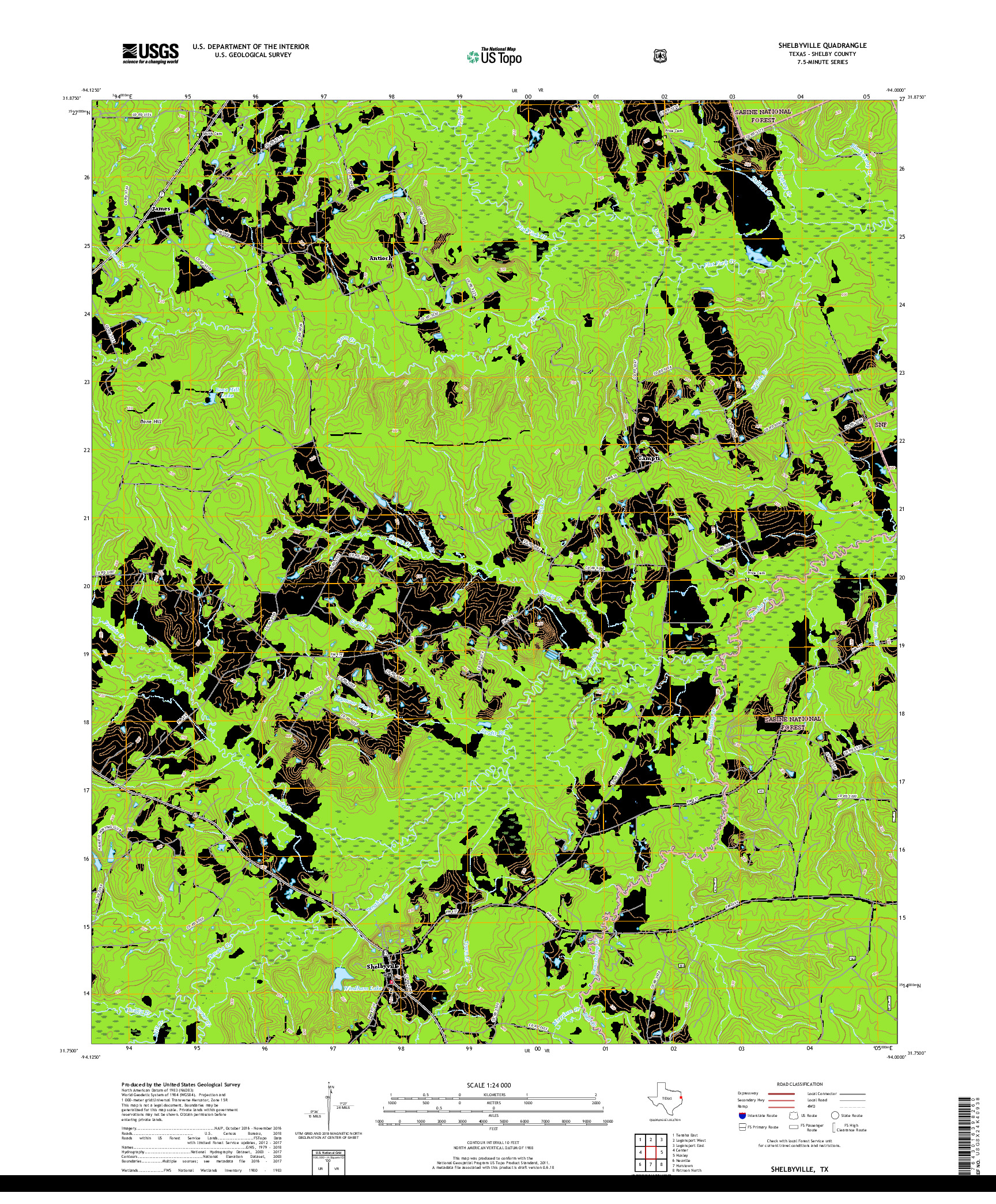 USGS US TOPO 7.5-MINUTE MAP FOR SHELBYVILLE, TX 2019