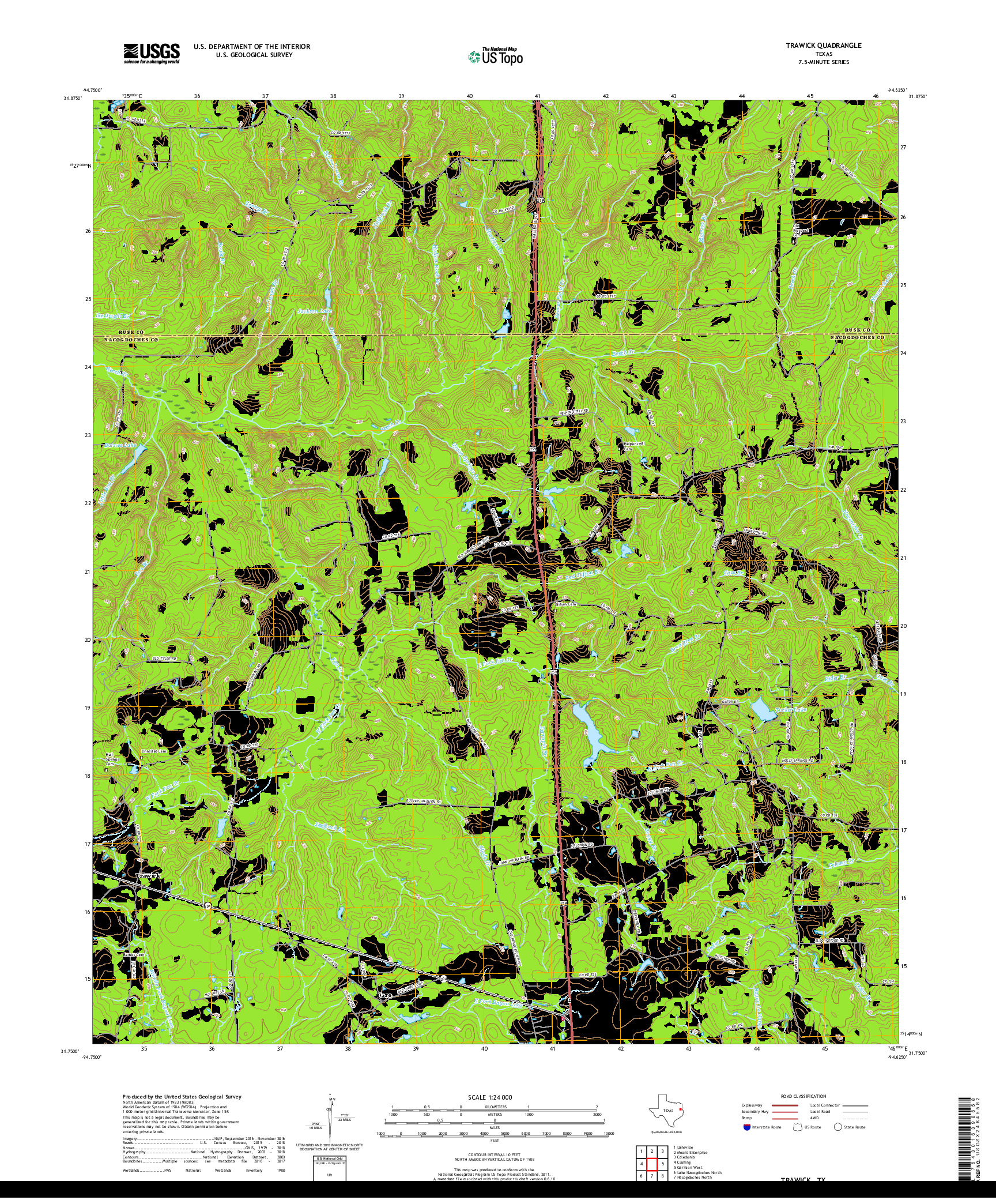 USGS US TOPO 7.5-MINUTE MAP FOR TRAWICK, TX 2019